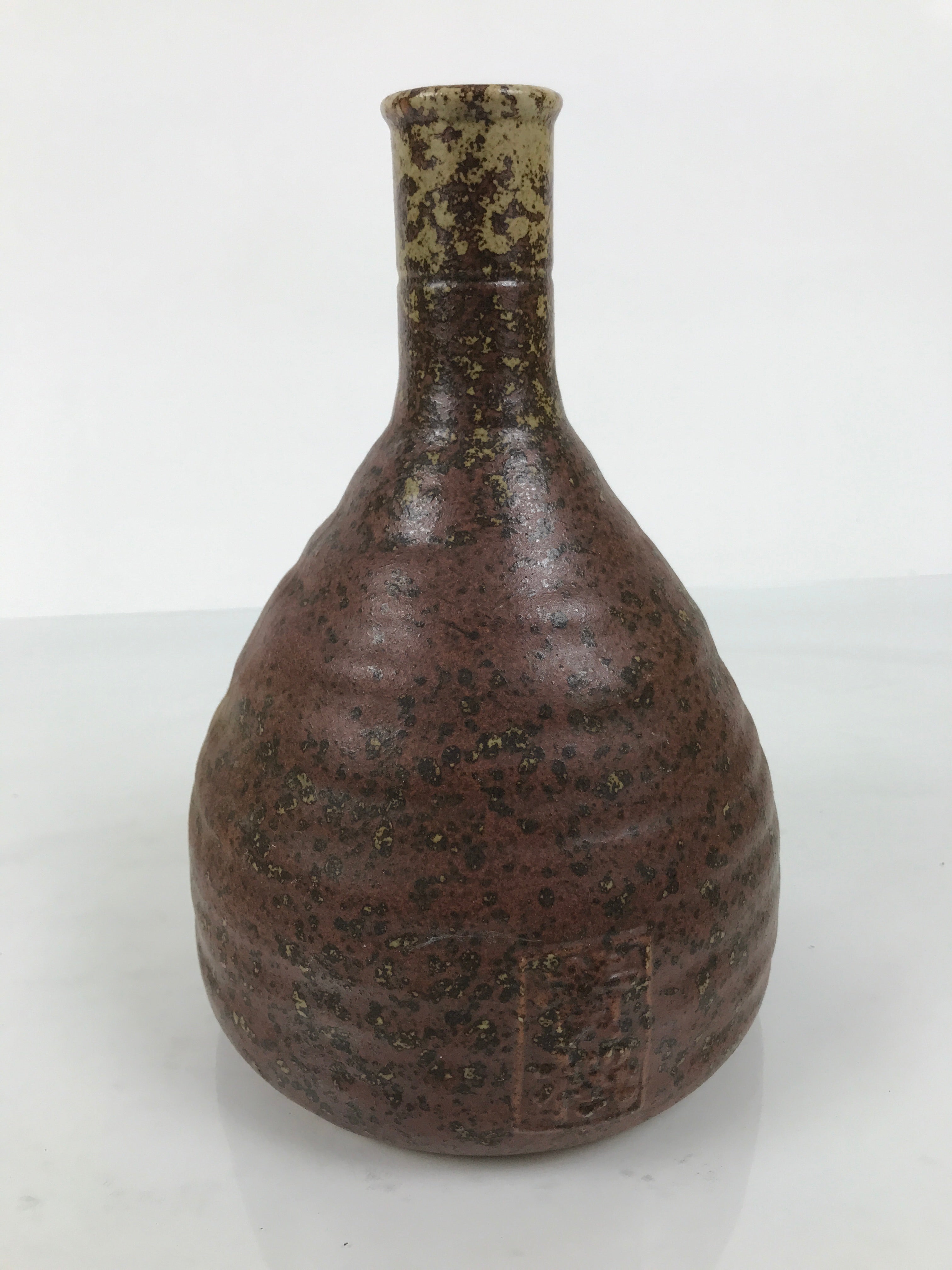 Japanese Ceramic Sake Bottle Empty Tokkuri Vtg Kizakura Brown Crane Neck TS920