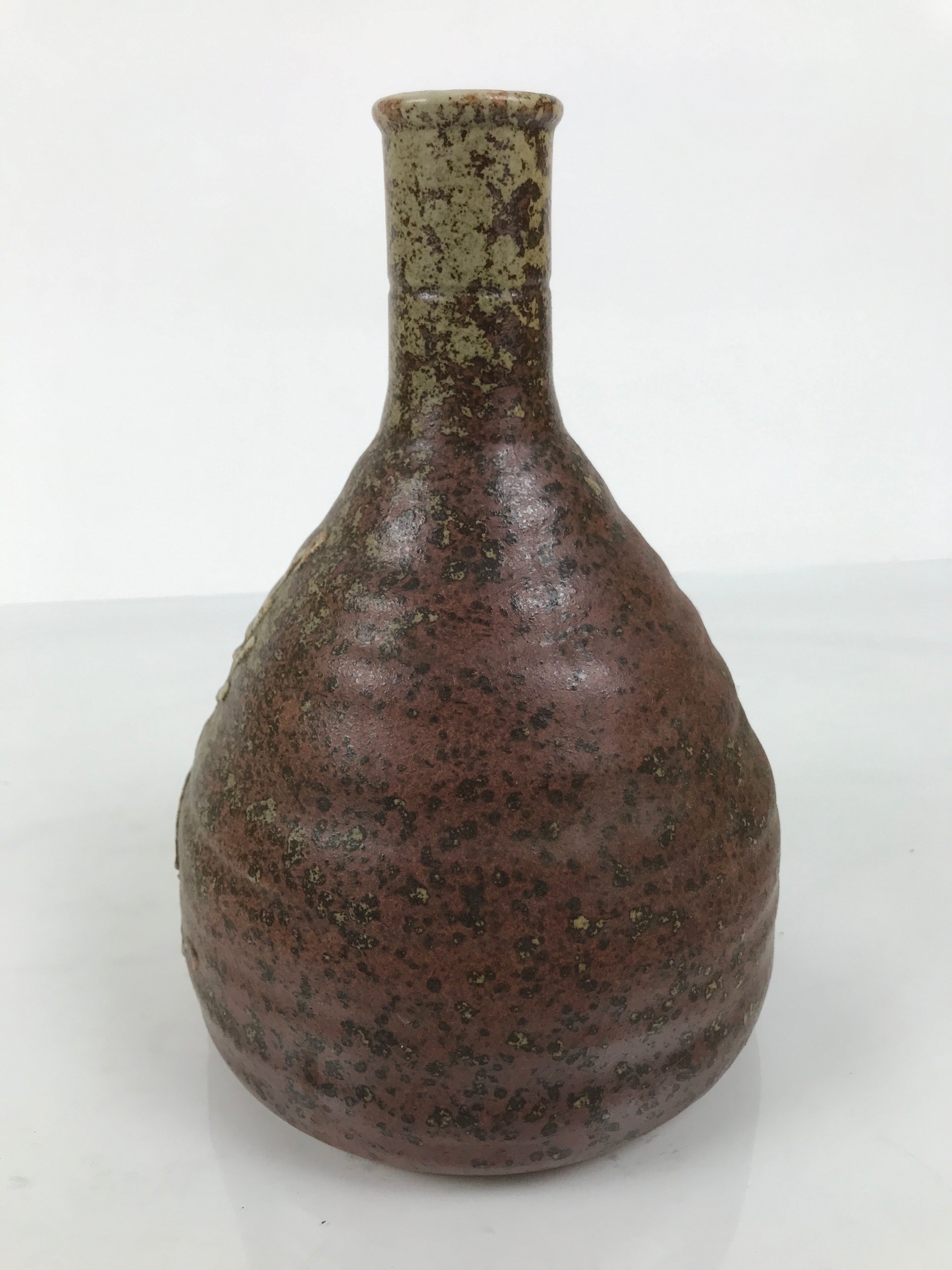 Japanese Ceramic Sake Bottle Empty Tokkuri Vtg Kizakura Brown Crane Neck TS920