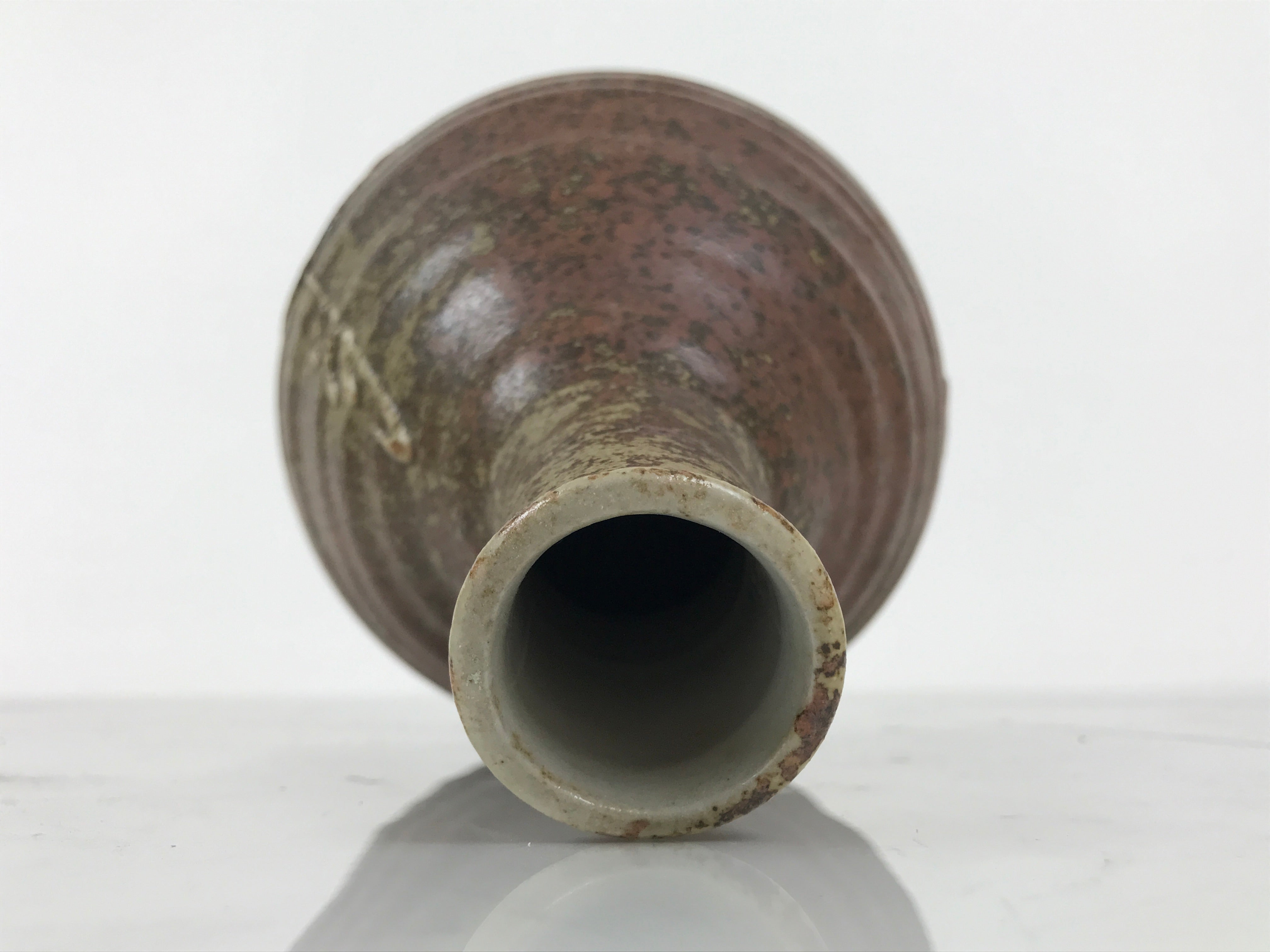 Japanese Ceramic Sake Bottle Empty Tokkuri Vtg Kizakura Brown Crane Neck TS920