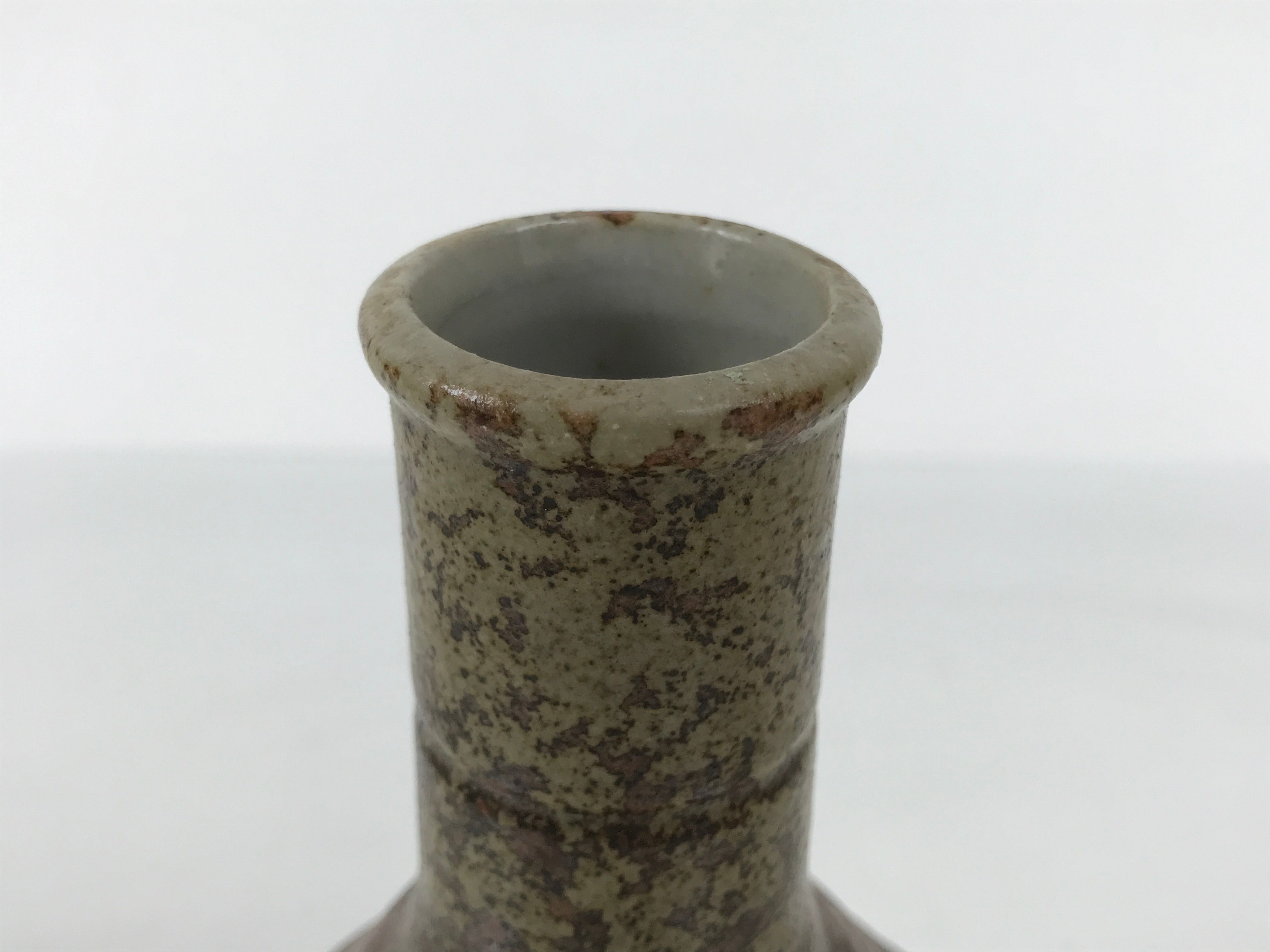 Japanese Ceramic Sake Bottle Empty Tokkuri Vtg Kizakura Brown Crane Neck TS920