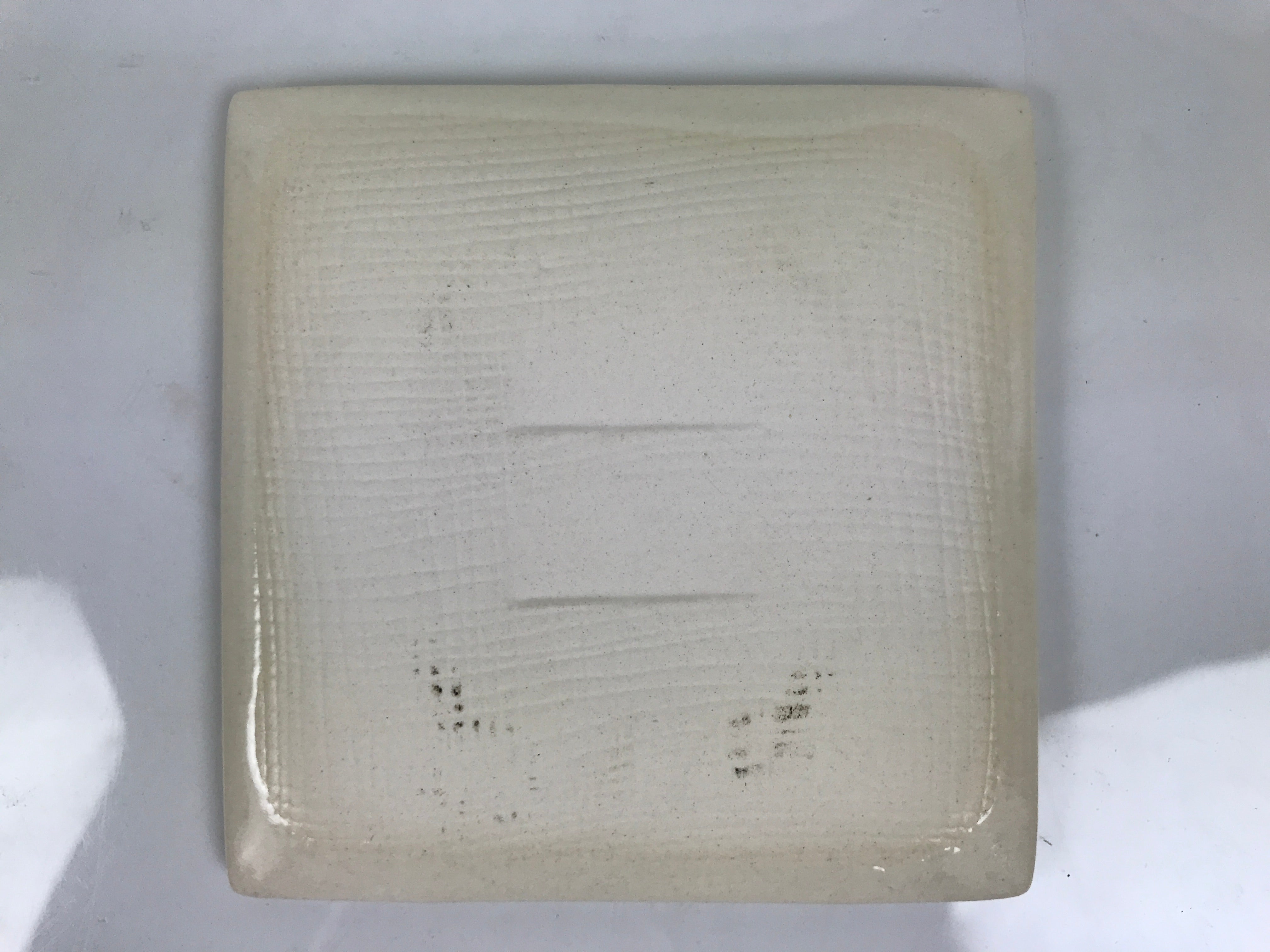Japanese Ceramic Small Plate Kozara Vtg Square Pottery White Plum Blossom Y554