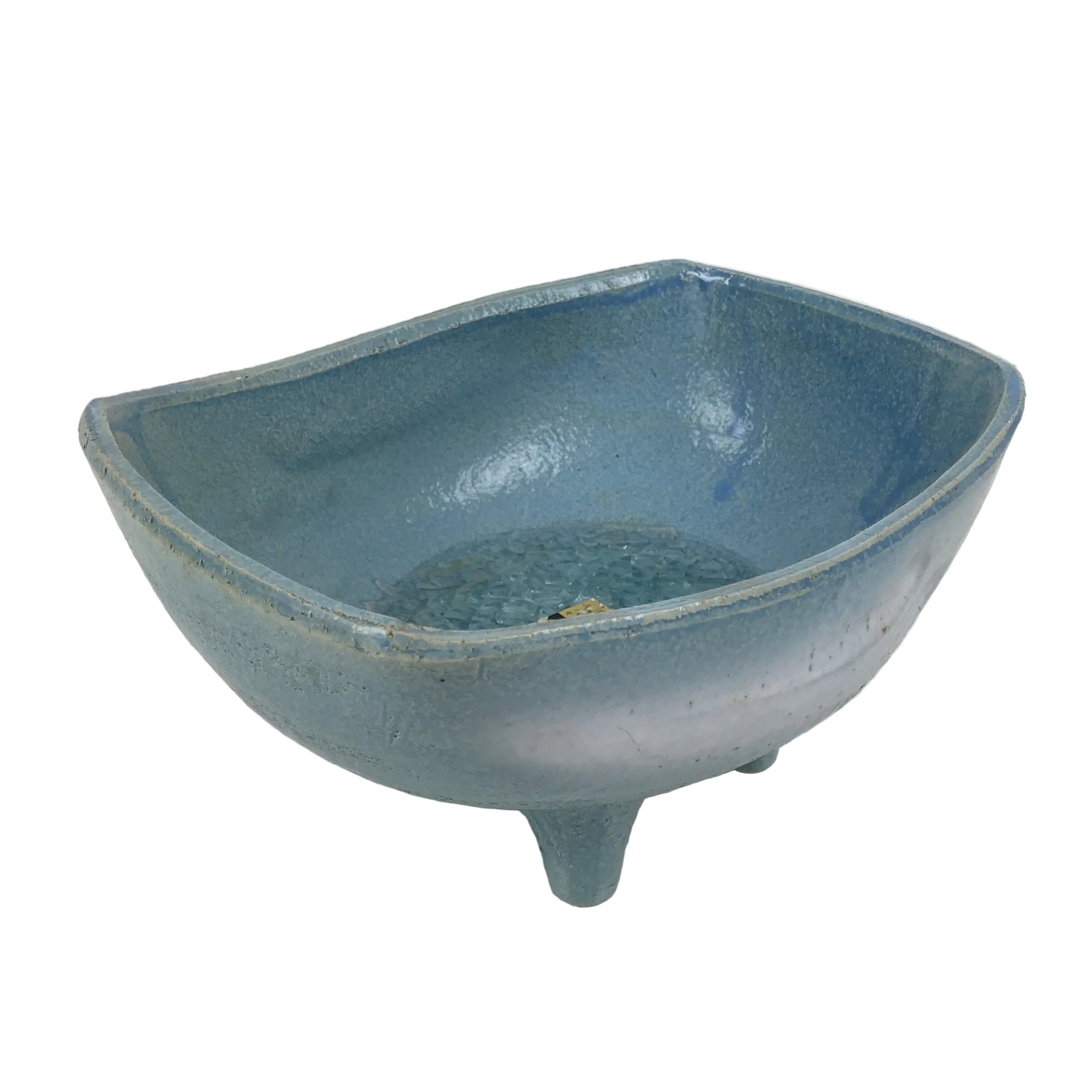 Japanese Ceramic Suiban Flower Vase Pottery Ikebana Accessory Light Blue Y561