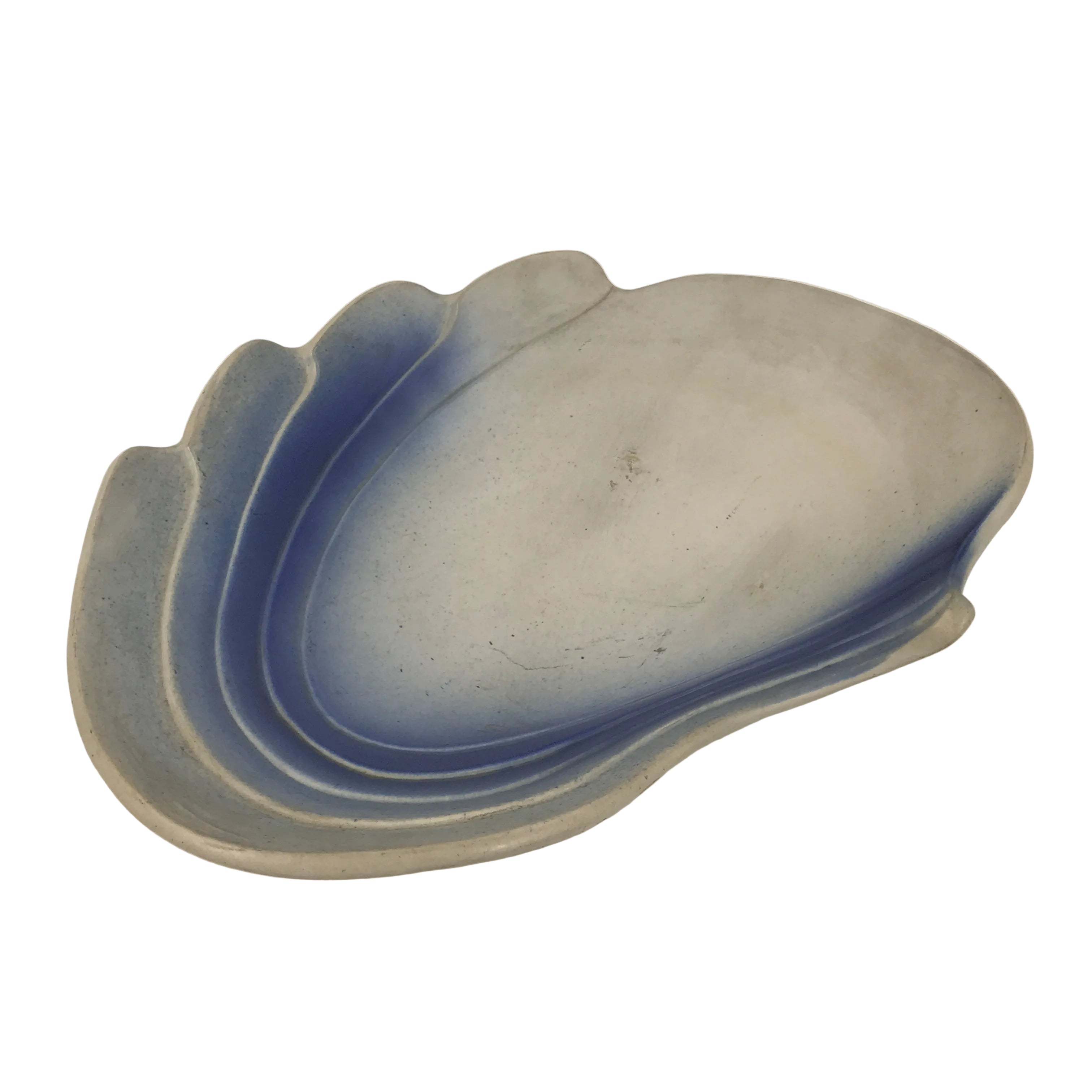 Japanese Ceramic Suiban Flower Vase Vtg Pottery Ikebana Accessory Blue Wave Y557