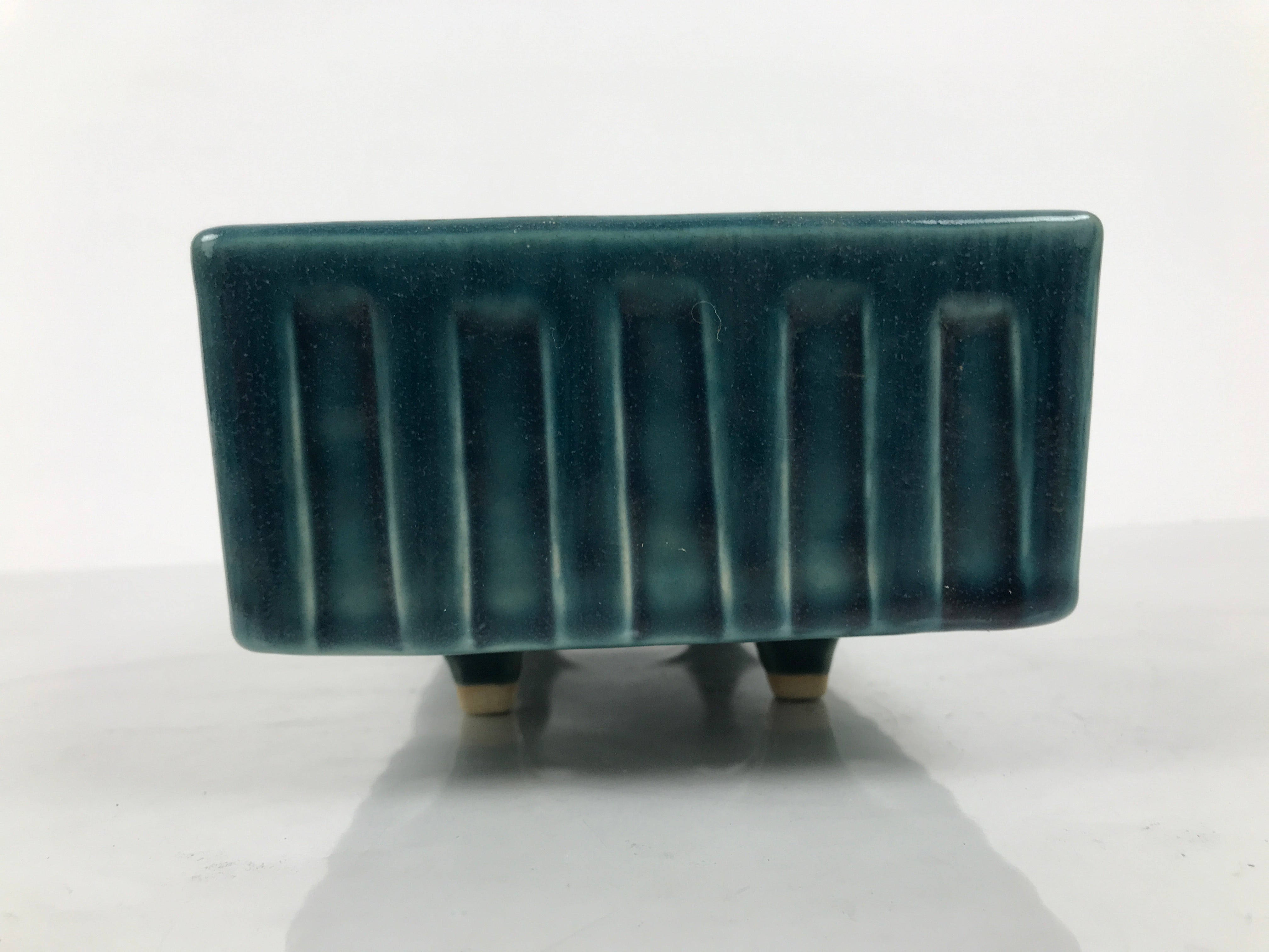 Japanese Ceramic Suiban Flower Vase Vtg Pottery Ikebana Accessory Blue Y559