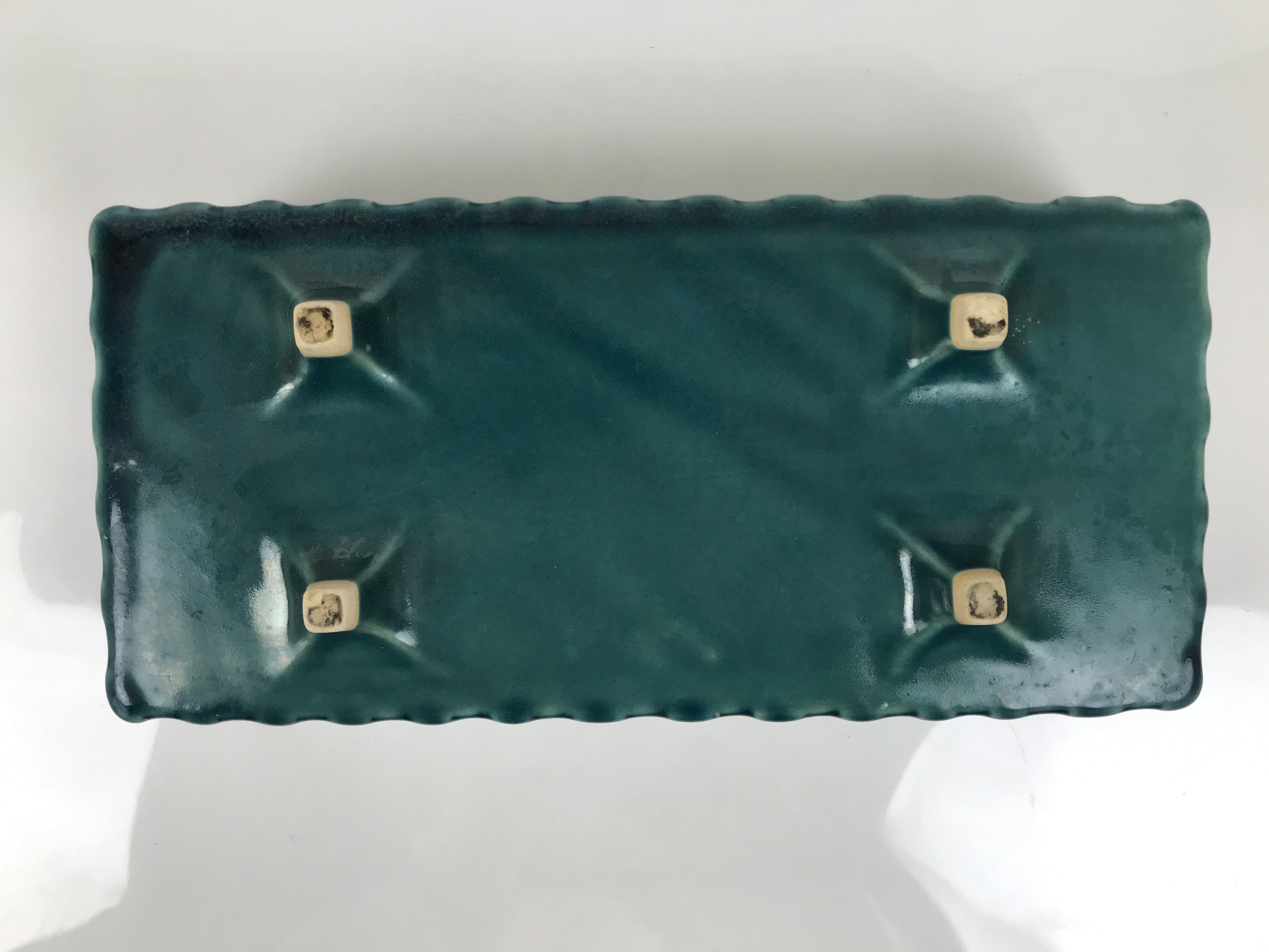 Japanese Ceramic Suiban Flower Vase Vtg Pottery Ikebana Accessory Blue Y559