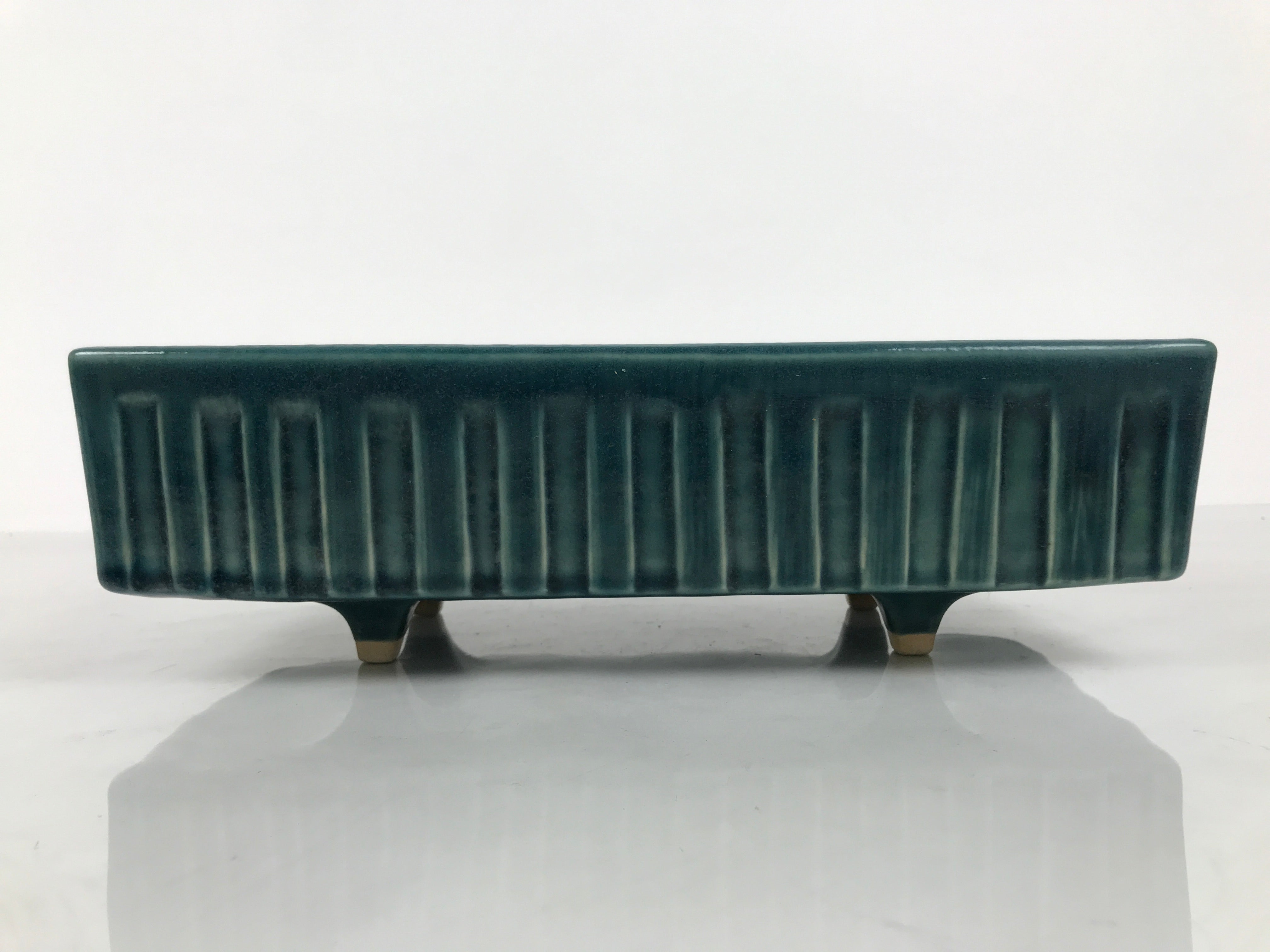 Japanese Ceramic Suiban Flower Vase Vtg Pottery Ikebana Accessory Blue Y559