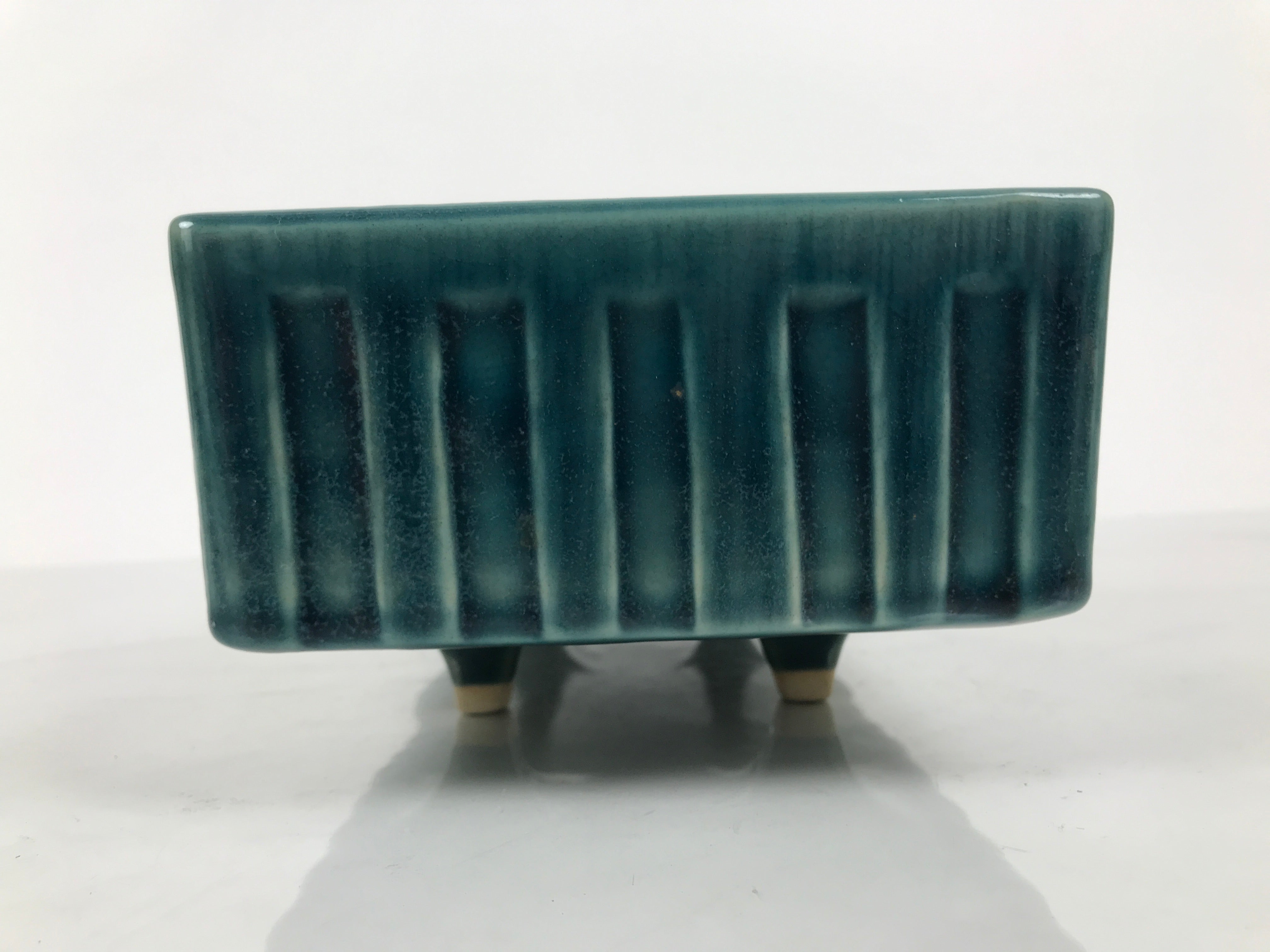 Japanese Ceramic Suiban Flower Vase Vtg Pottery Ikebana Accessory Blue Y559