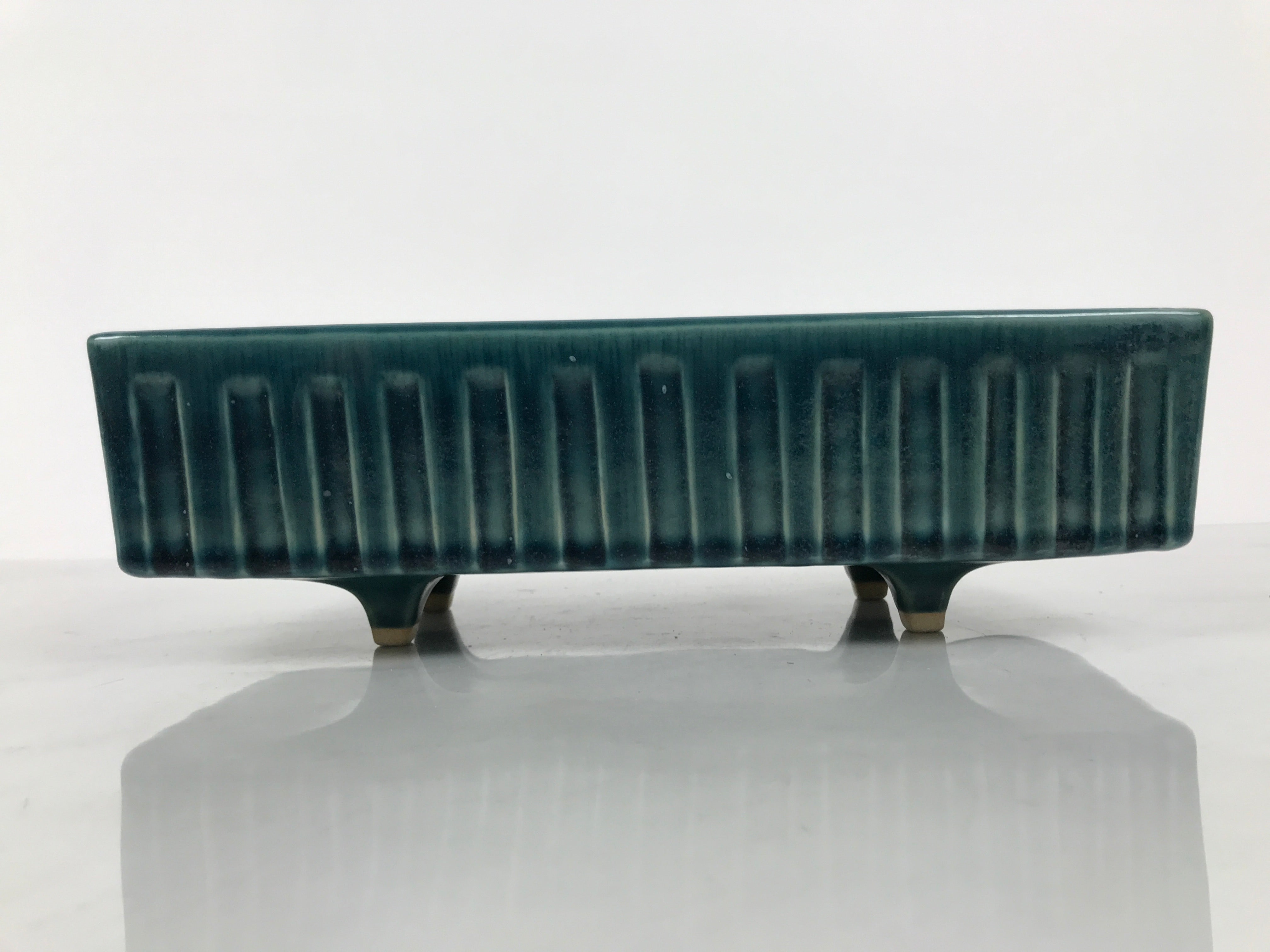 Japanese Ceramic Suiban Flower Vase Vtg Pottery Ikebana Accessory Blue Y559