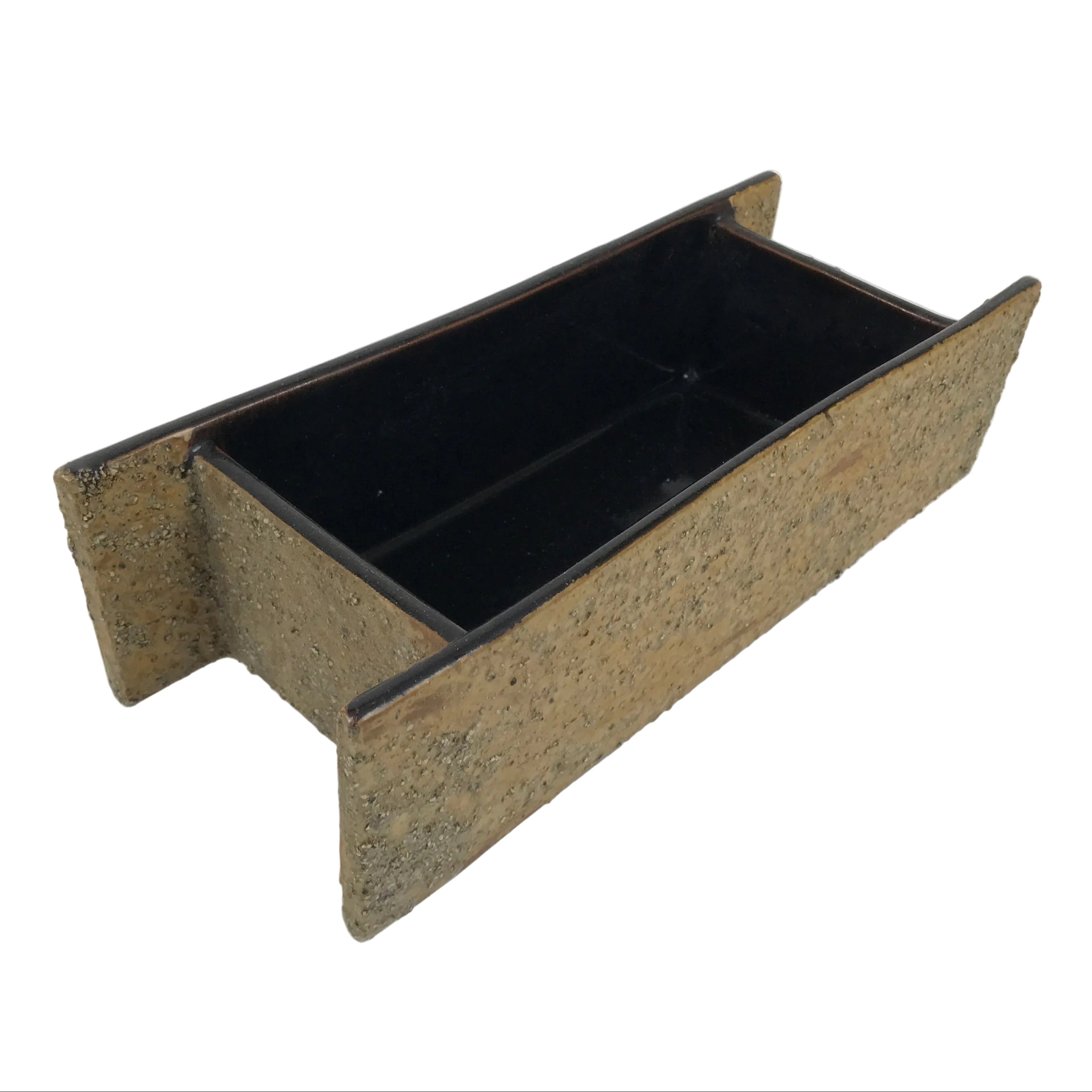 Japanese Ceramic Suiban Flower Vase Vtg Pottery Ikebana Accessory Brown Y558