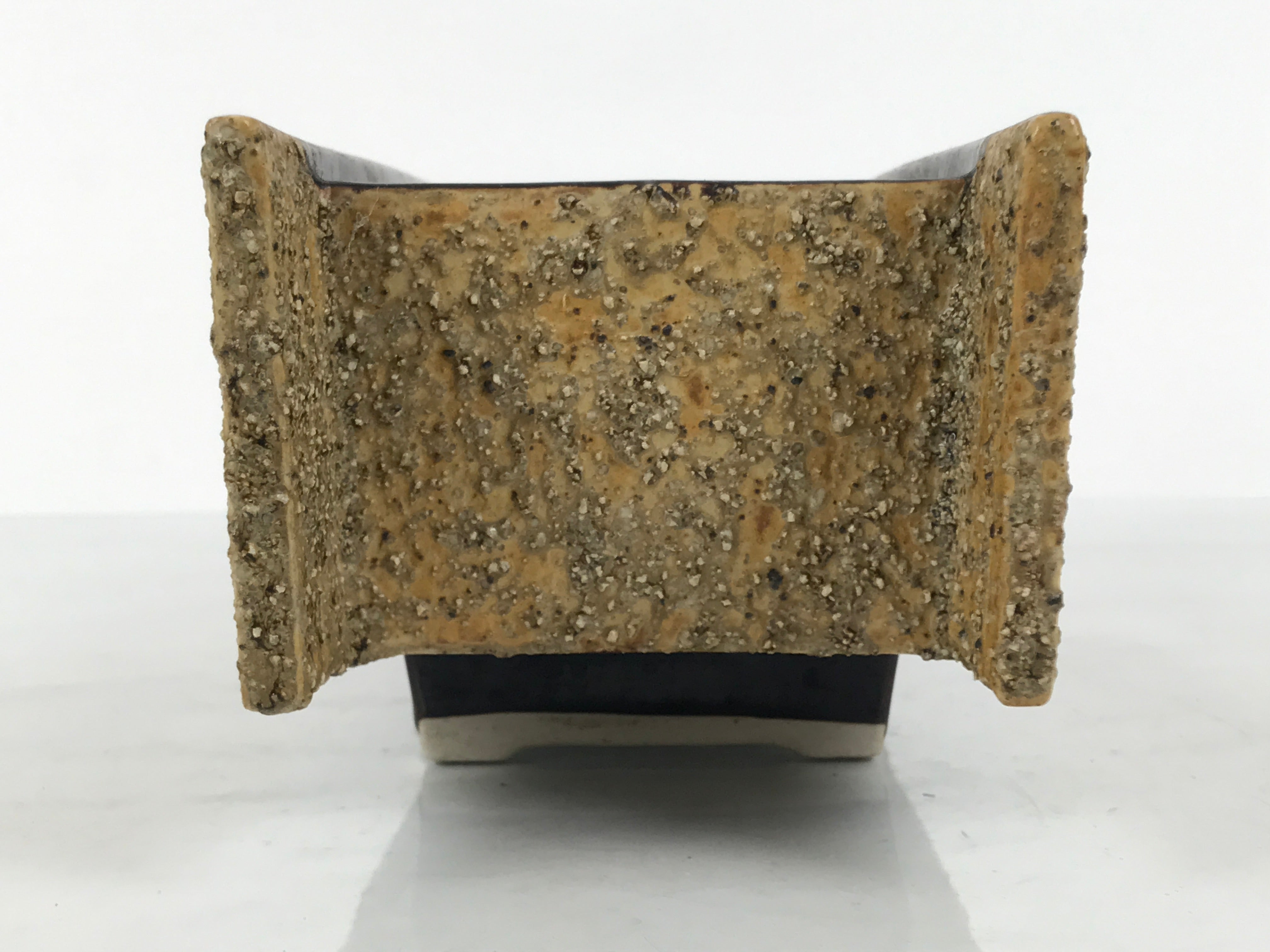 Japanese Ceramic Suiban Flower Vase Vtg Pottery Ikebana Accessory Brown Y558