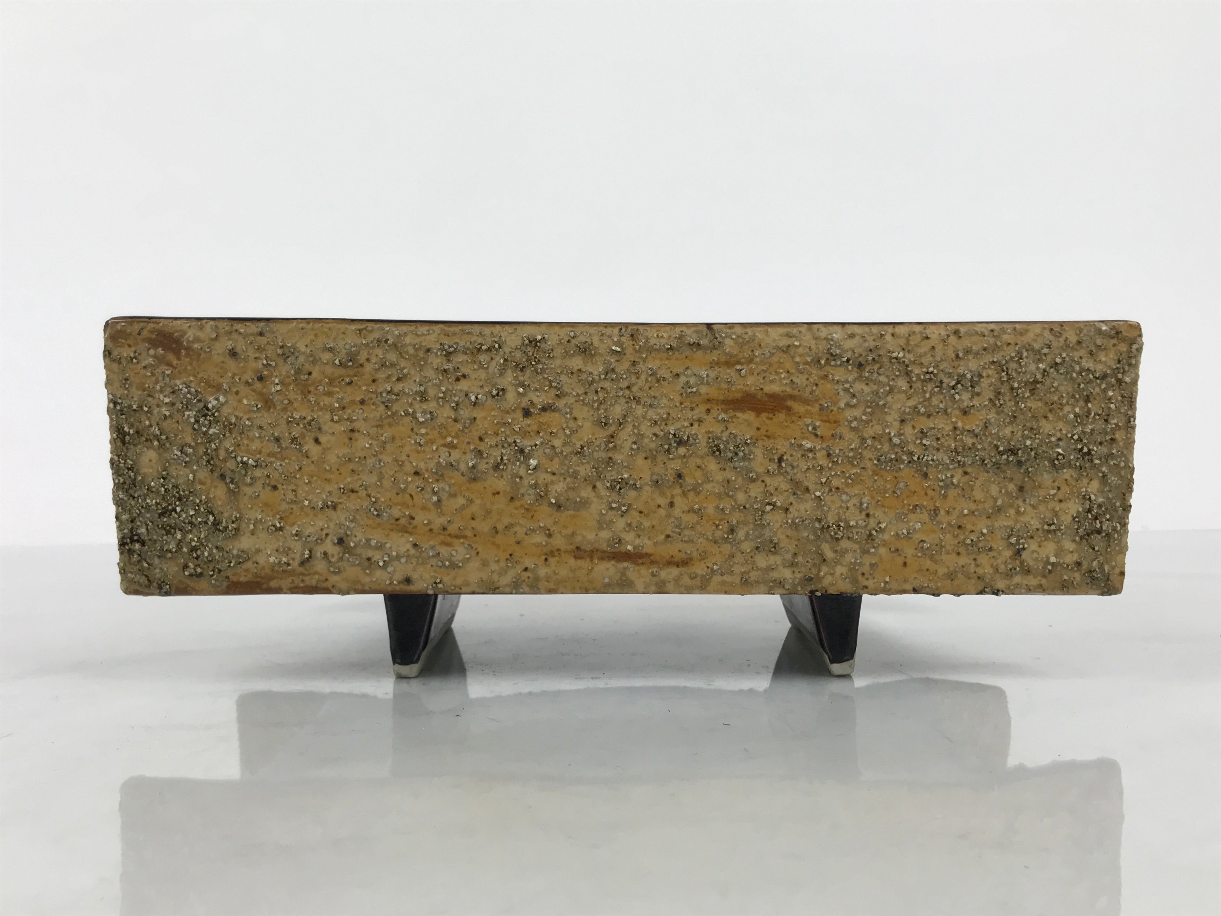 Japanese Ceramic Suiban Flower Vase Vtg Pottery Ikebana Accessory Brown Y558