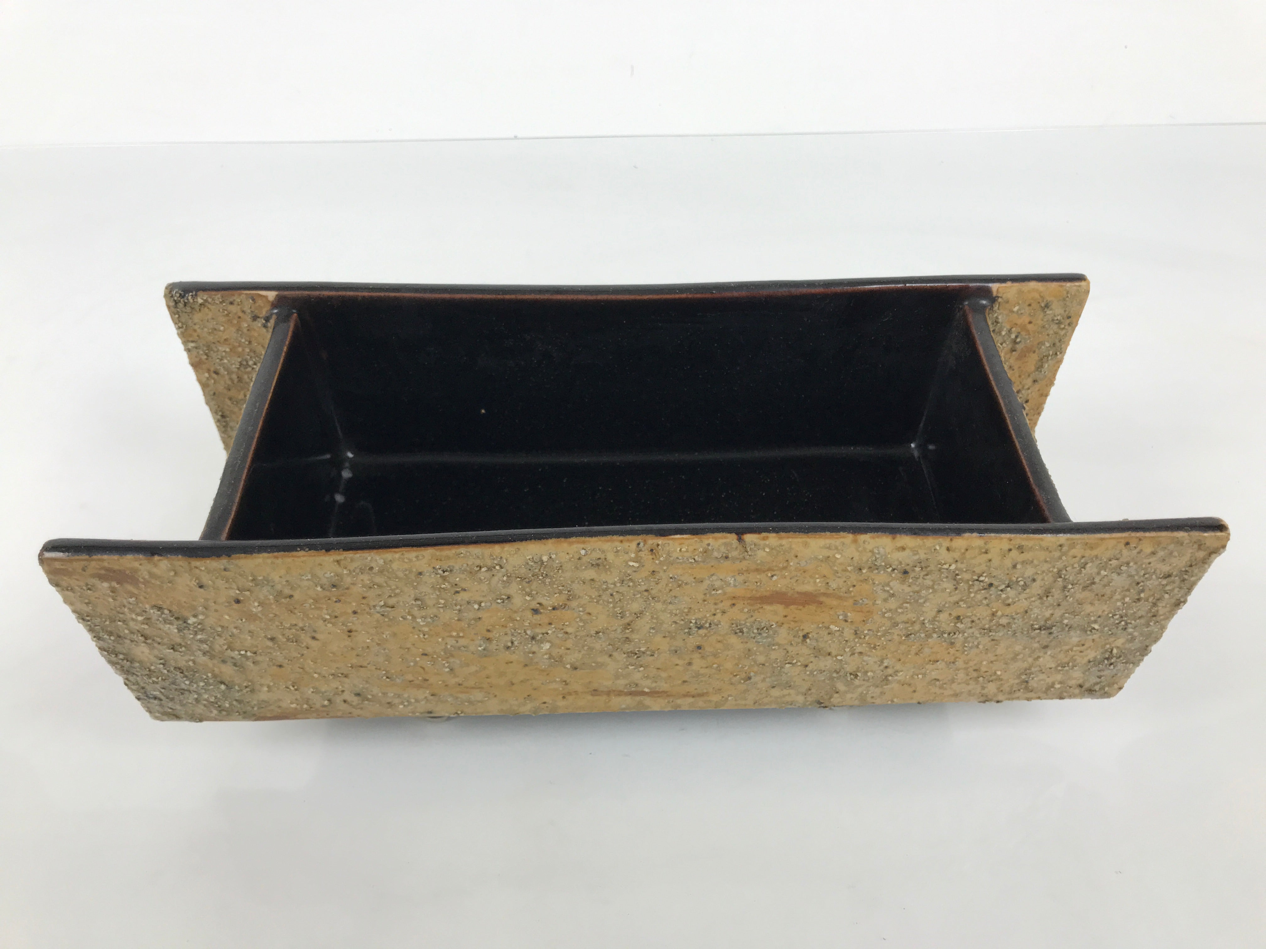 Japanese Ceramic Suiban Flower Vase Vtg Pottery Ikebana Accessory Brown Y558