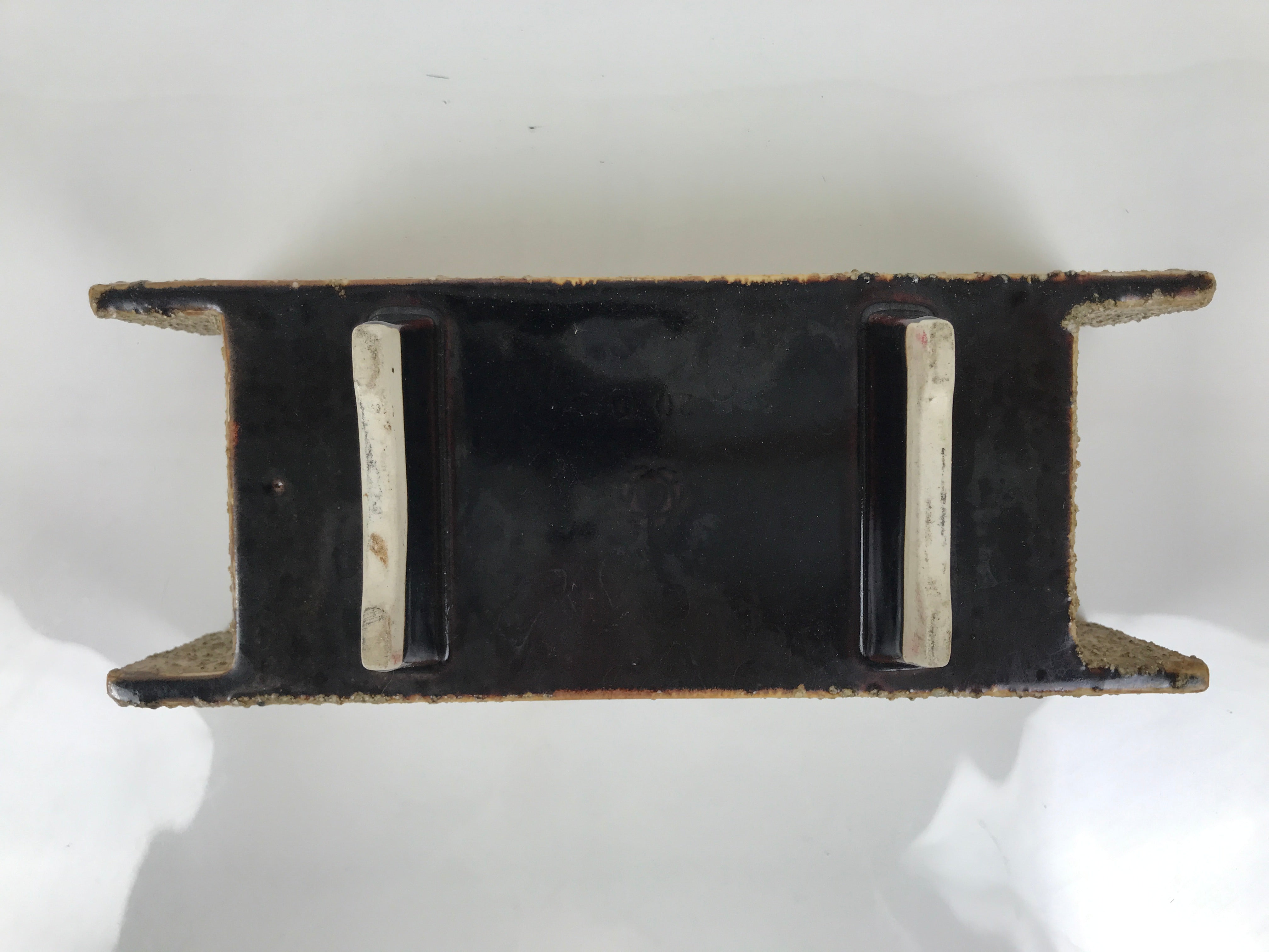 Japanese Ceramic Suiban Flower Vase Vtg Pottery Ikebana Accessory Brown Y558