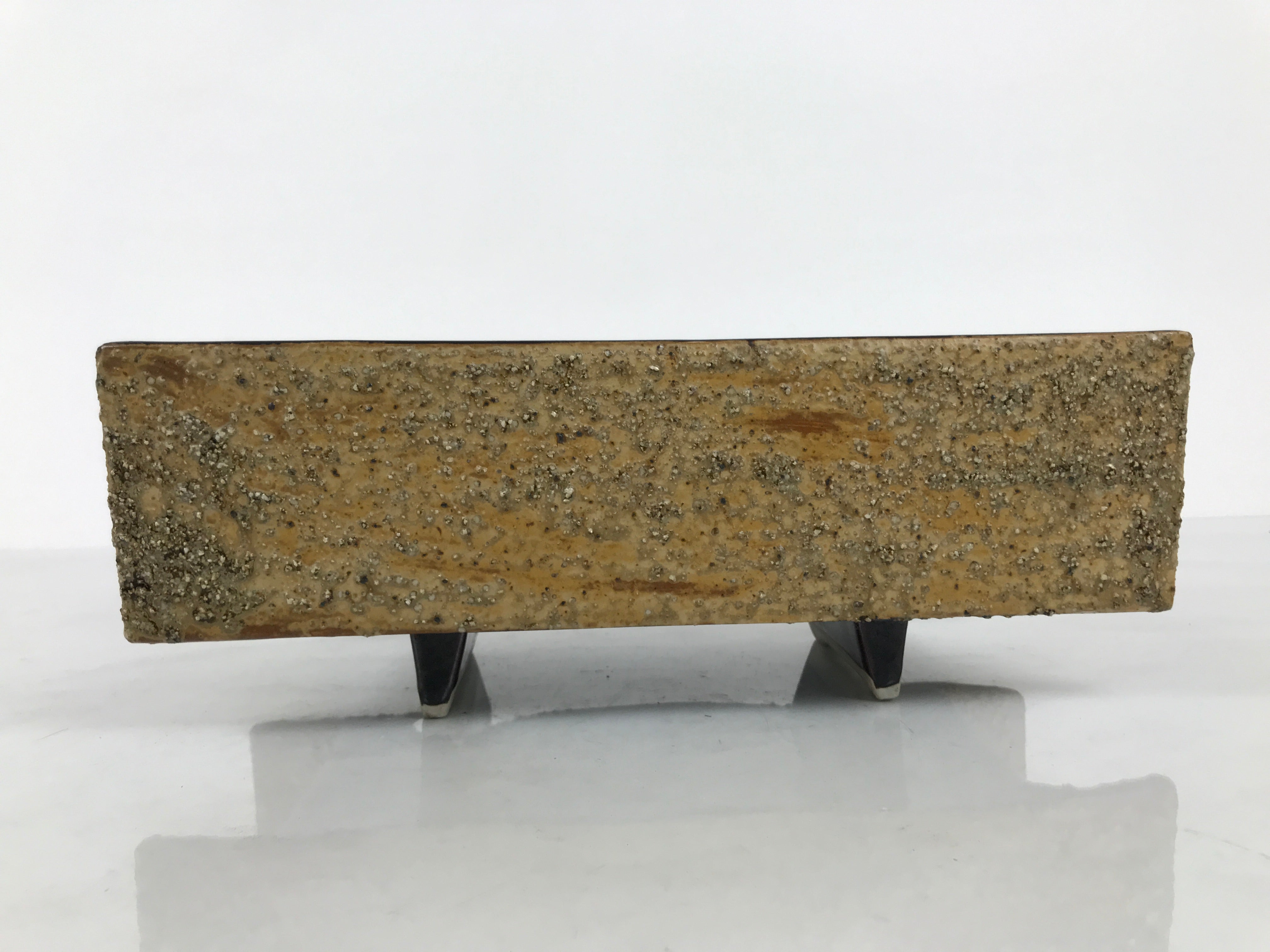 Japanese Ceramic Suiban Flower Vase Vtg Pottery Ikebana Accessory Brown Y558