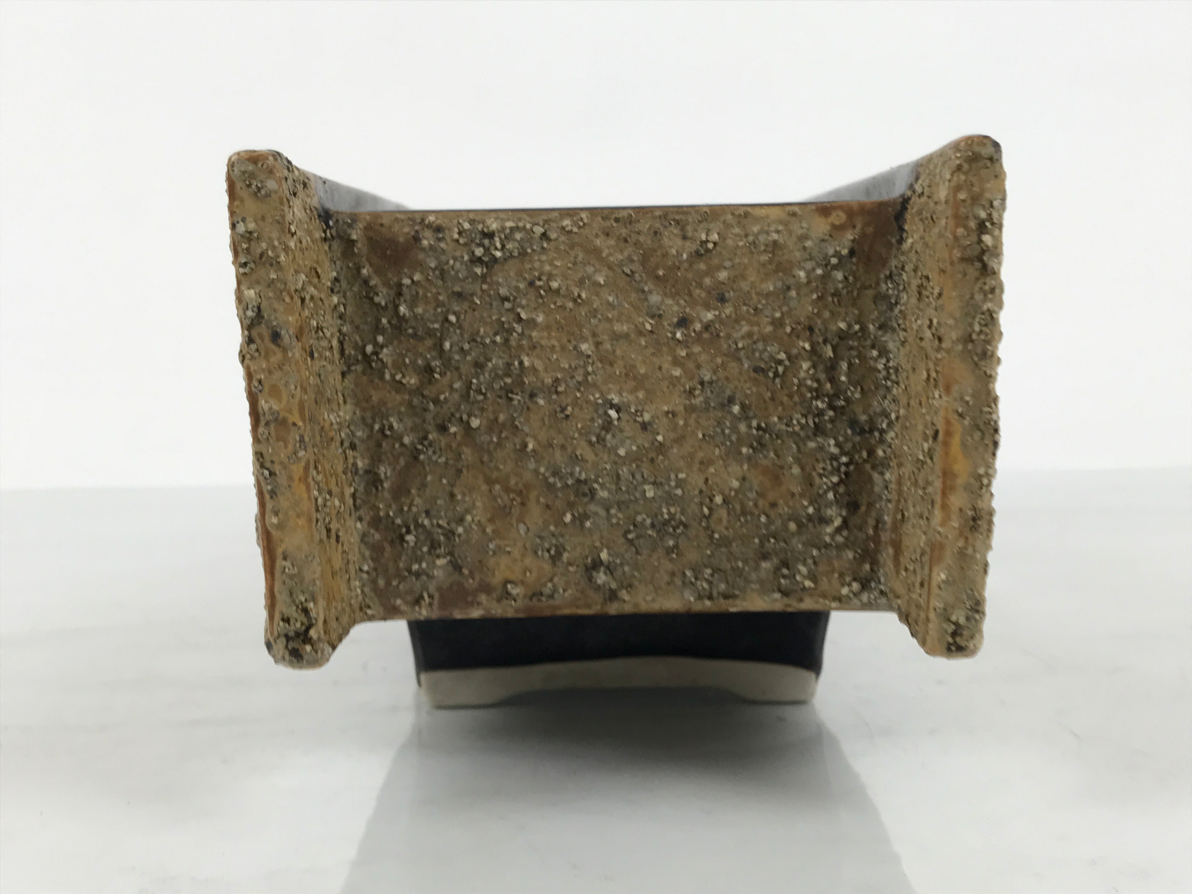 Japanese Ceramic Suiban Flower Vase Vtg Pottery Ikebana Accessory Brown Y558