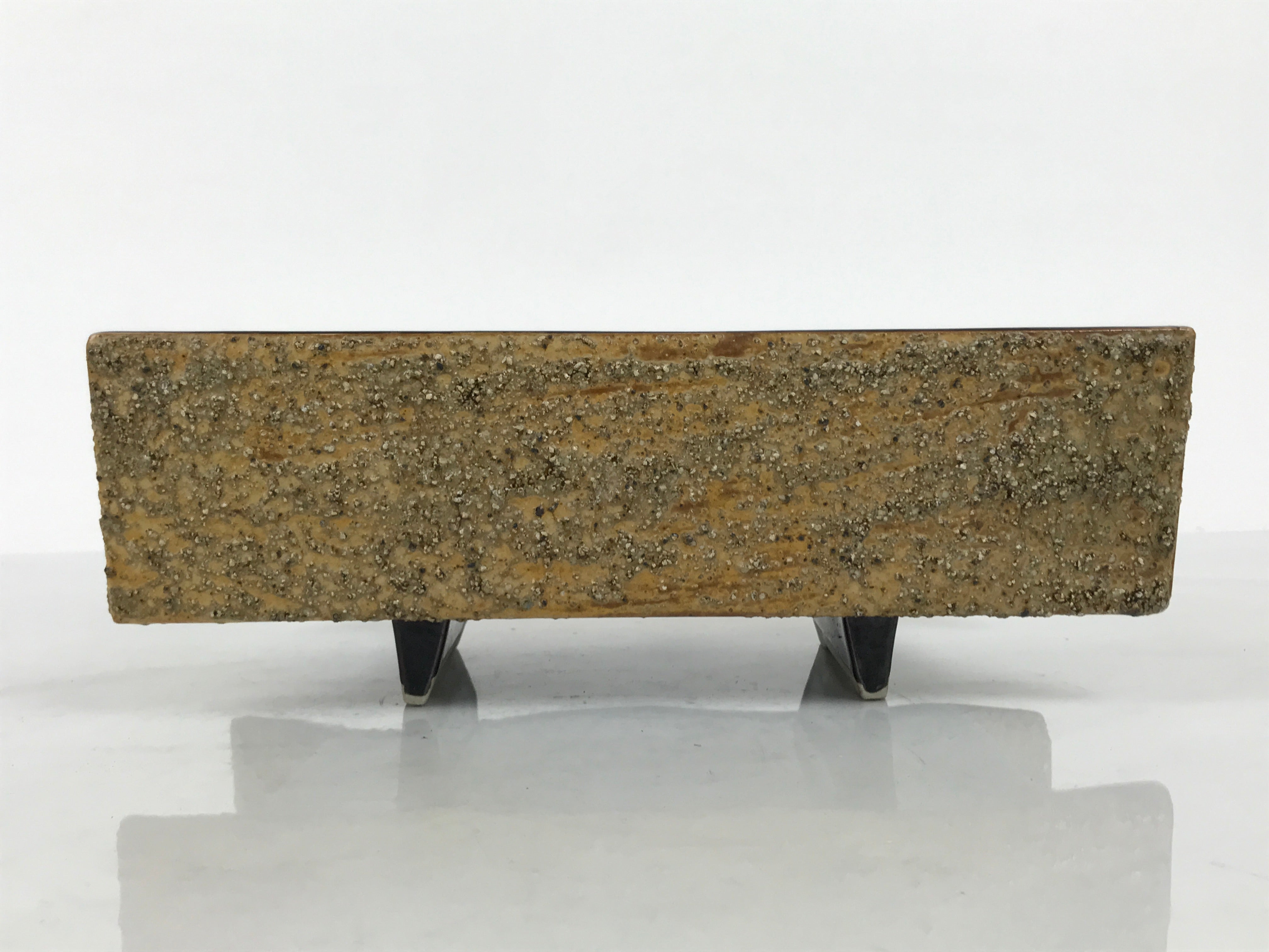 Japanese Ceramic Suiban Flower Vase Vtg Pottery Ikebana Accessory Brown Y558