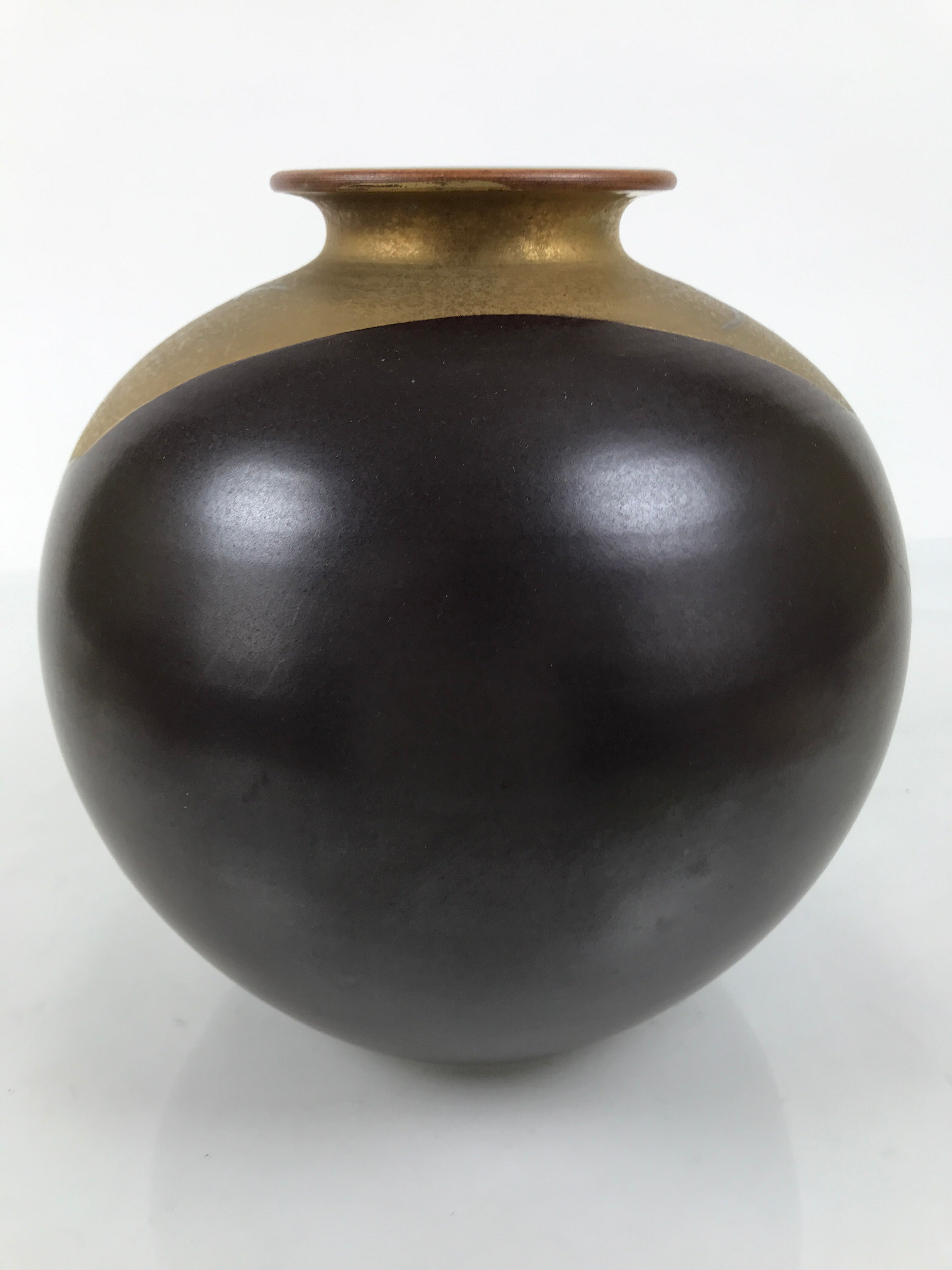 Japanese Kutani Ware Porcelain Flower Vase Ikebana Kabin Peony Gold Brown FK230