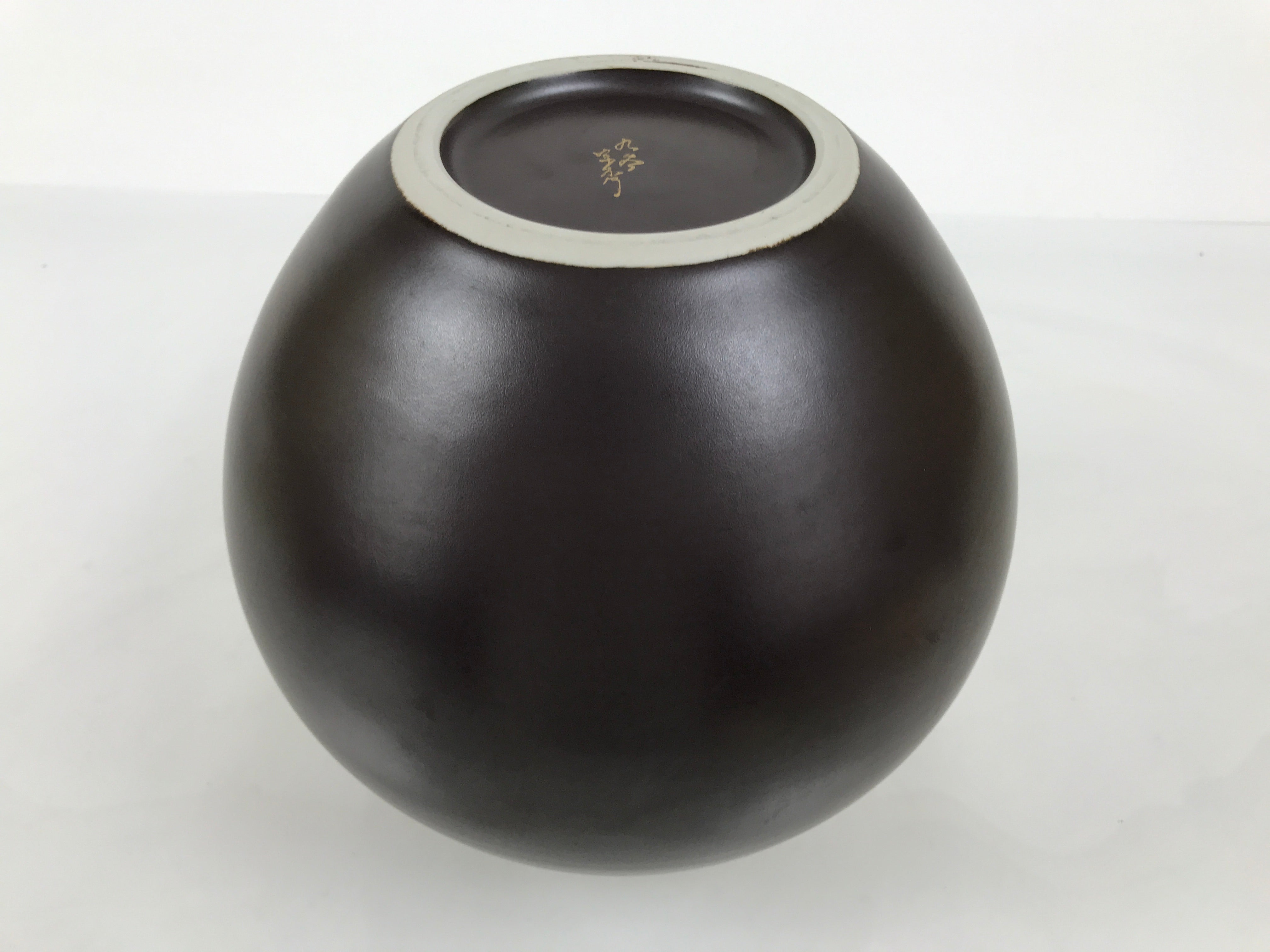 Japanese Kutani Ware Porcelain Flower Vase Ikebana Kabin Peony Gold Brown FK230