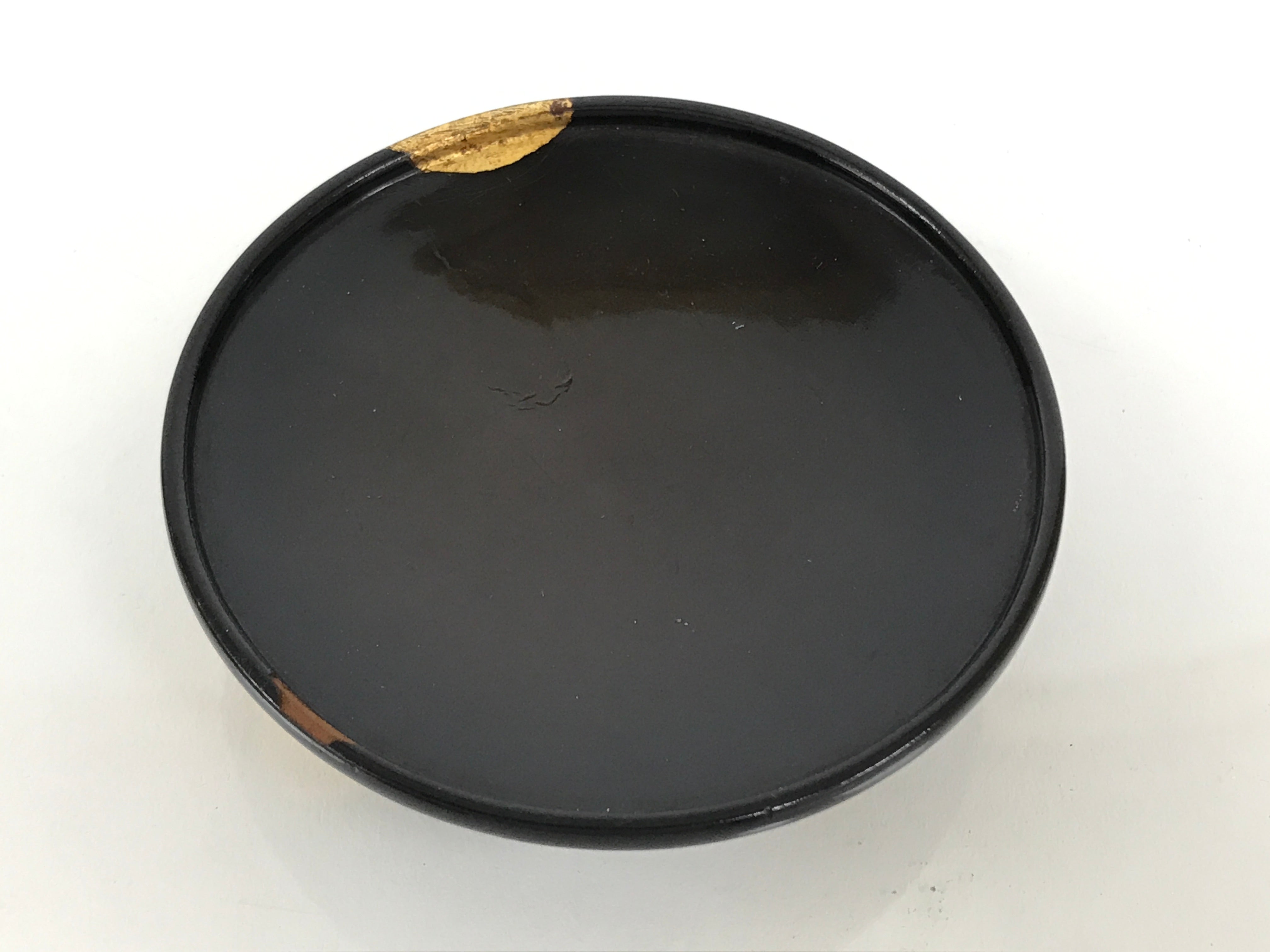 Japanese Lacquer Wood Lidded Small Kaiseki Bowl Makie Gold Dots Black Red L603