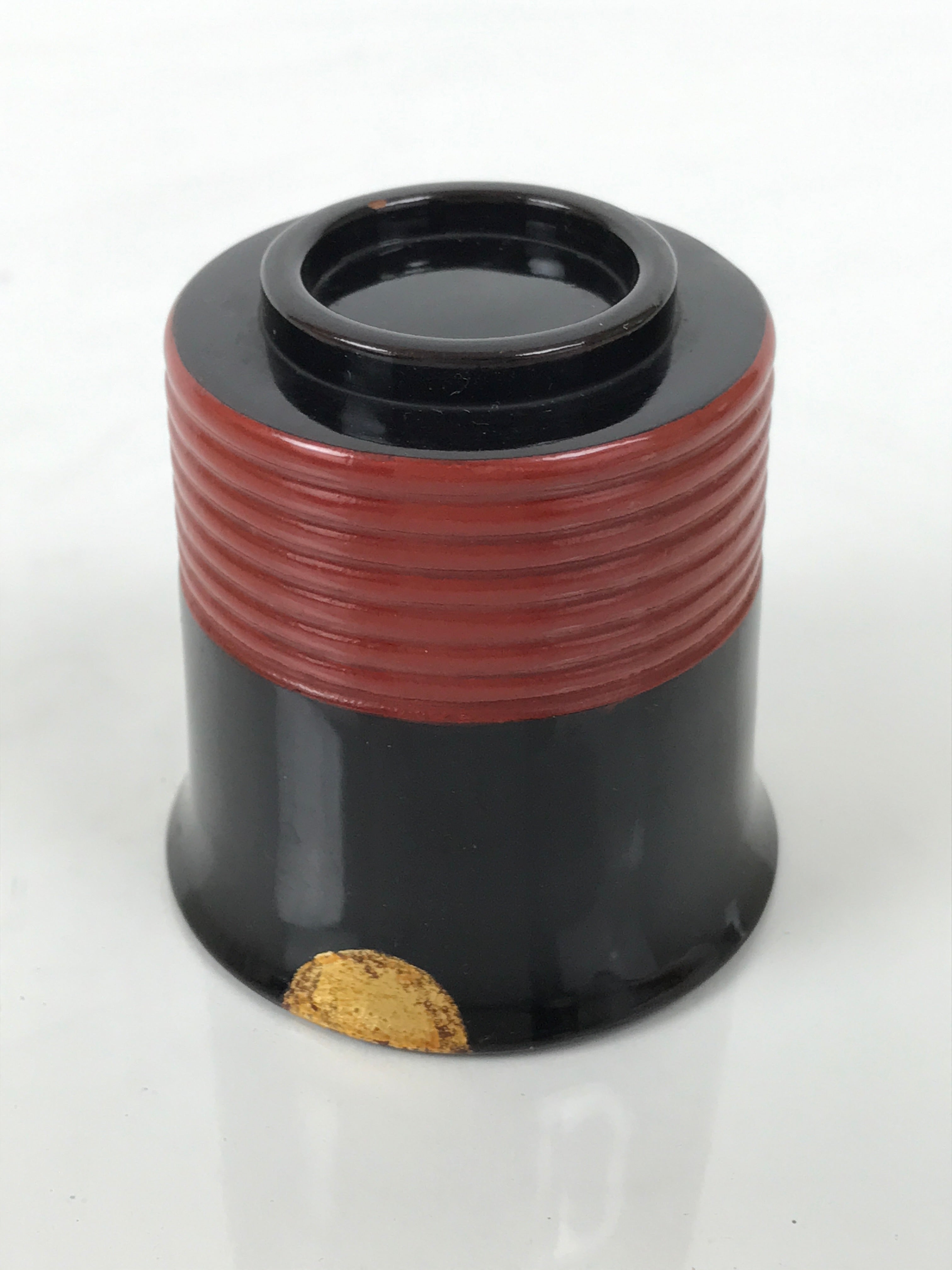 Japanese Lacquer Wood Lidded Small Kaiseki Bowl Makie Gold Dots Black Red L603