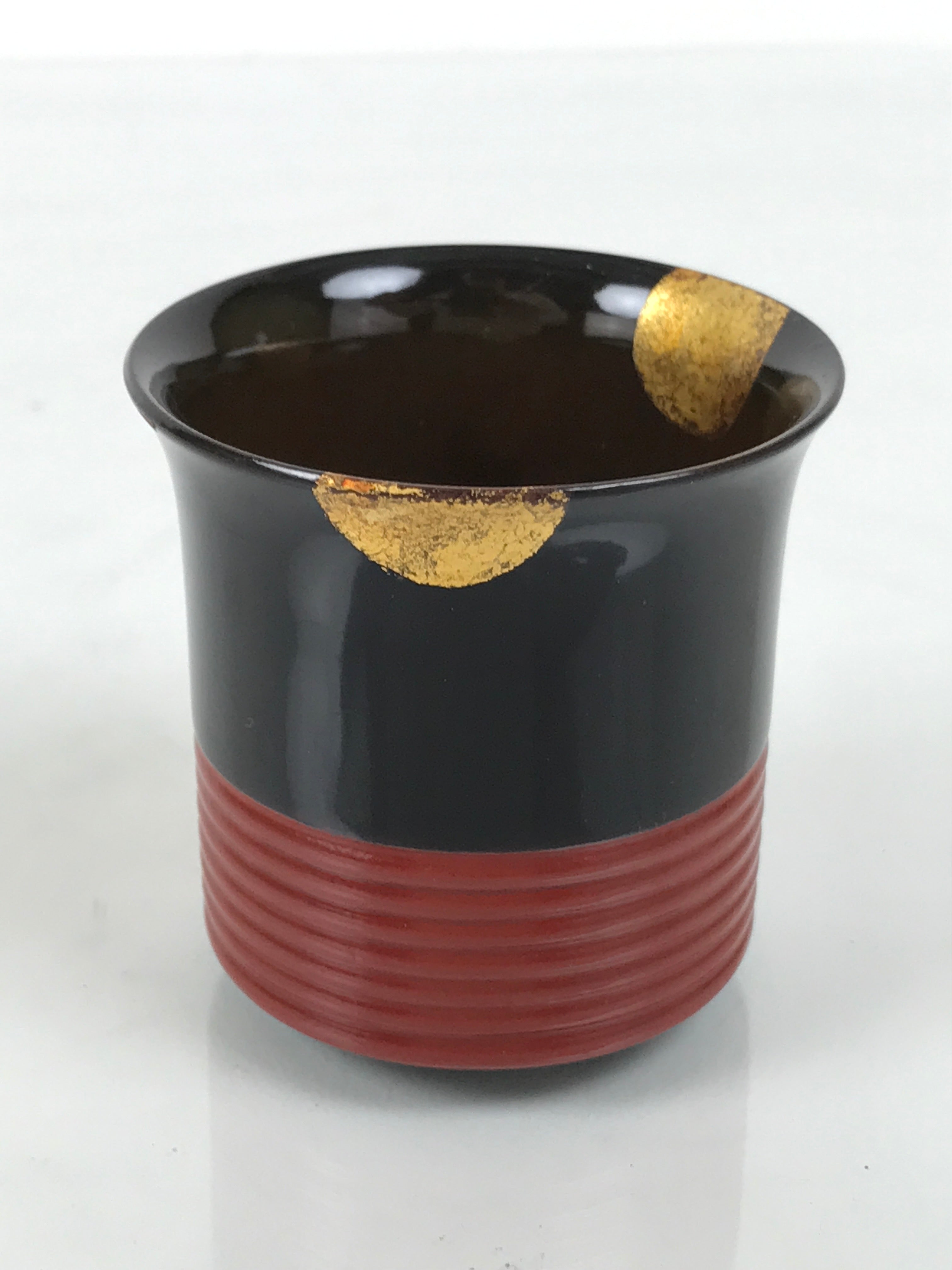 Japanese Lacquer Wood Lidded Small Kaiseki Bowl Makie Gold Dots Black Red L604