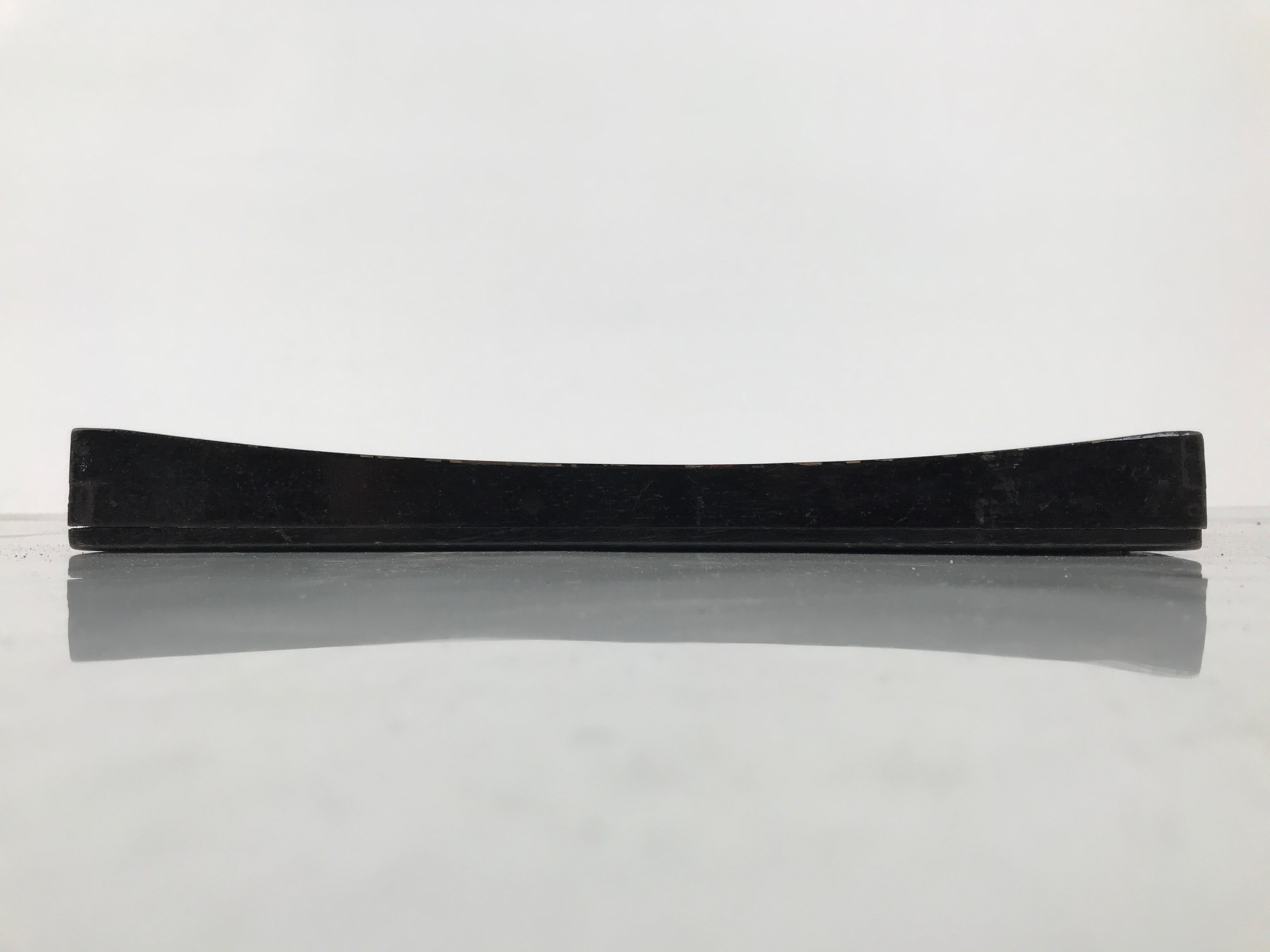 Japanese Lacquered Wood Serving Tray Obon Vtg Square Curved Red Edge Black L612