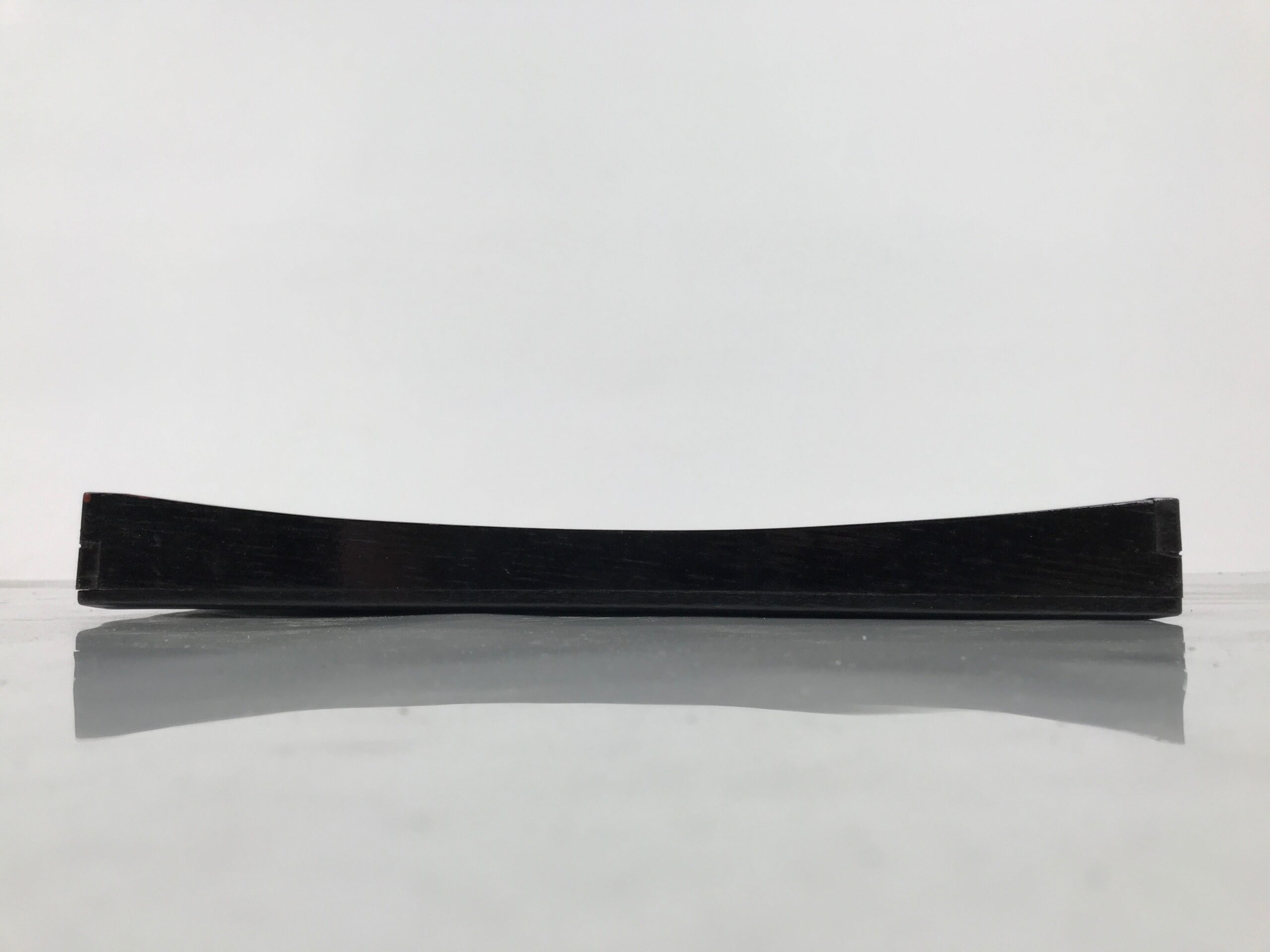 Japanese Lacquered Wood Serving Tray Obon Vtg Square Curved Red Edge Black L616