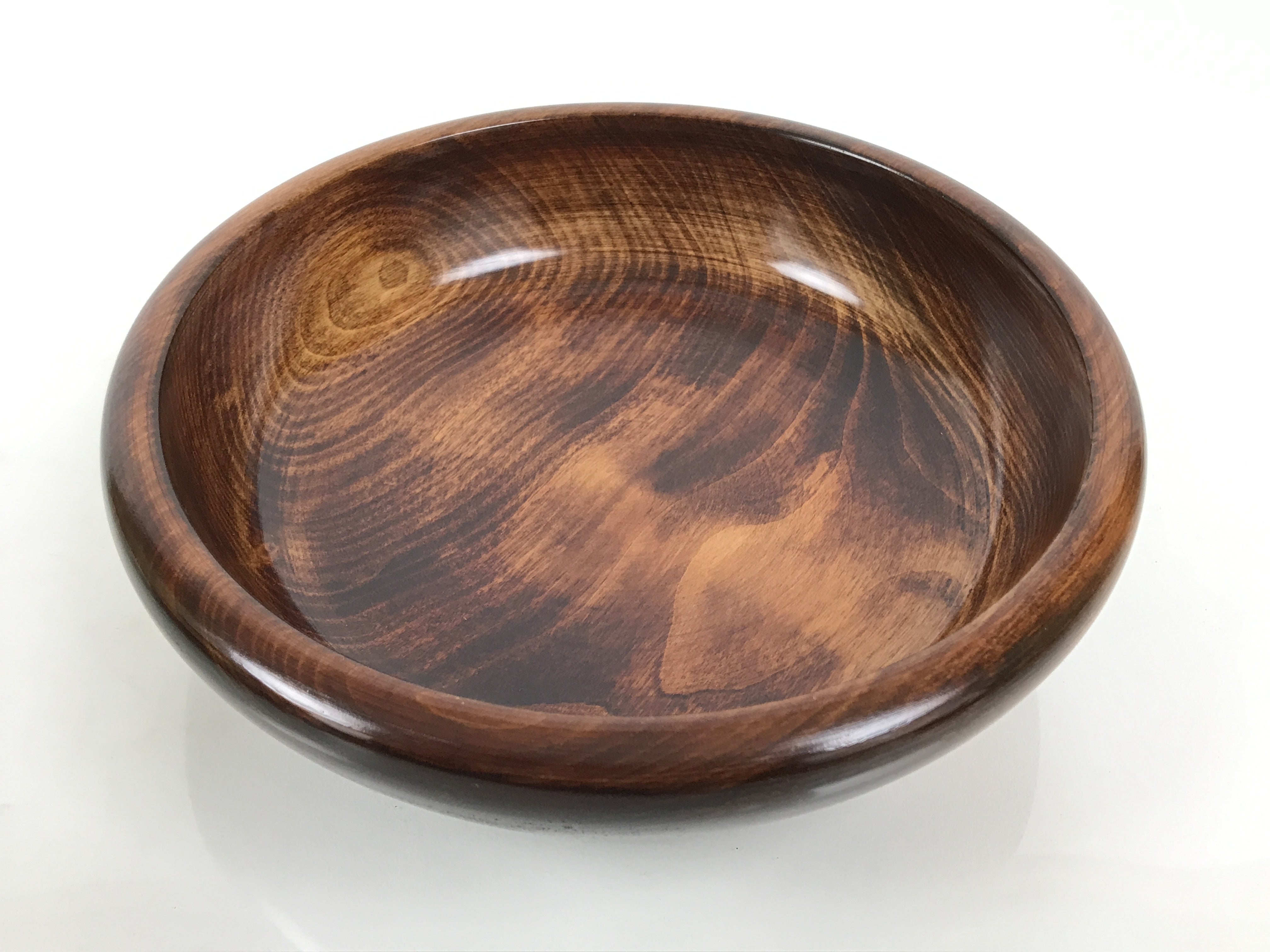 Japanese Lacquered Wooden Kashiki Snack Bowl Vtg Kashibachi Brown Grain LWB181