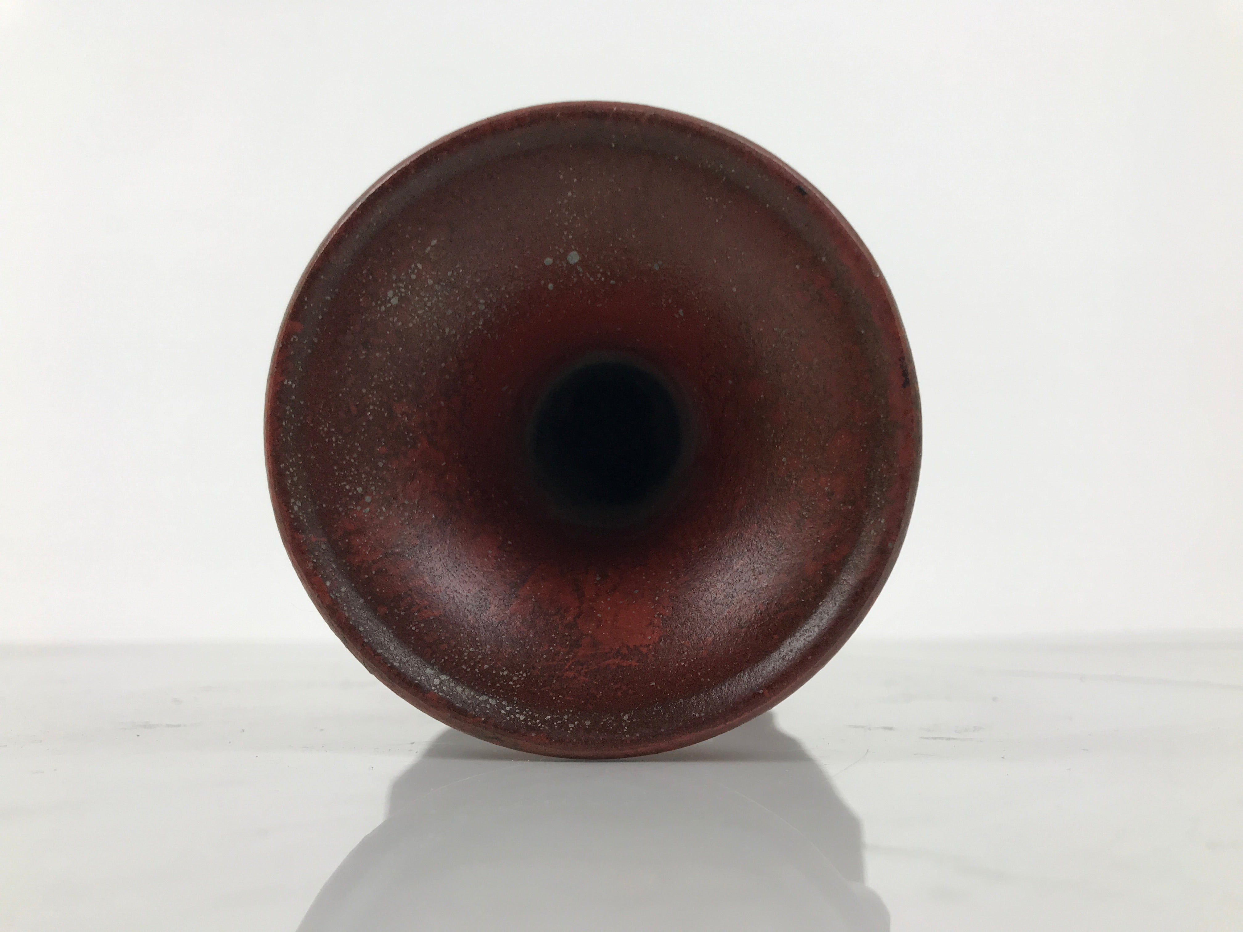 Japanese Metal Flower Vase Vtg Ikebana Kabin Brown Shishi Lion Handle FK228