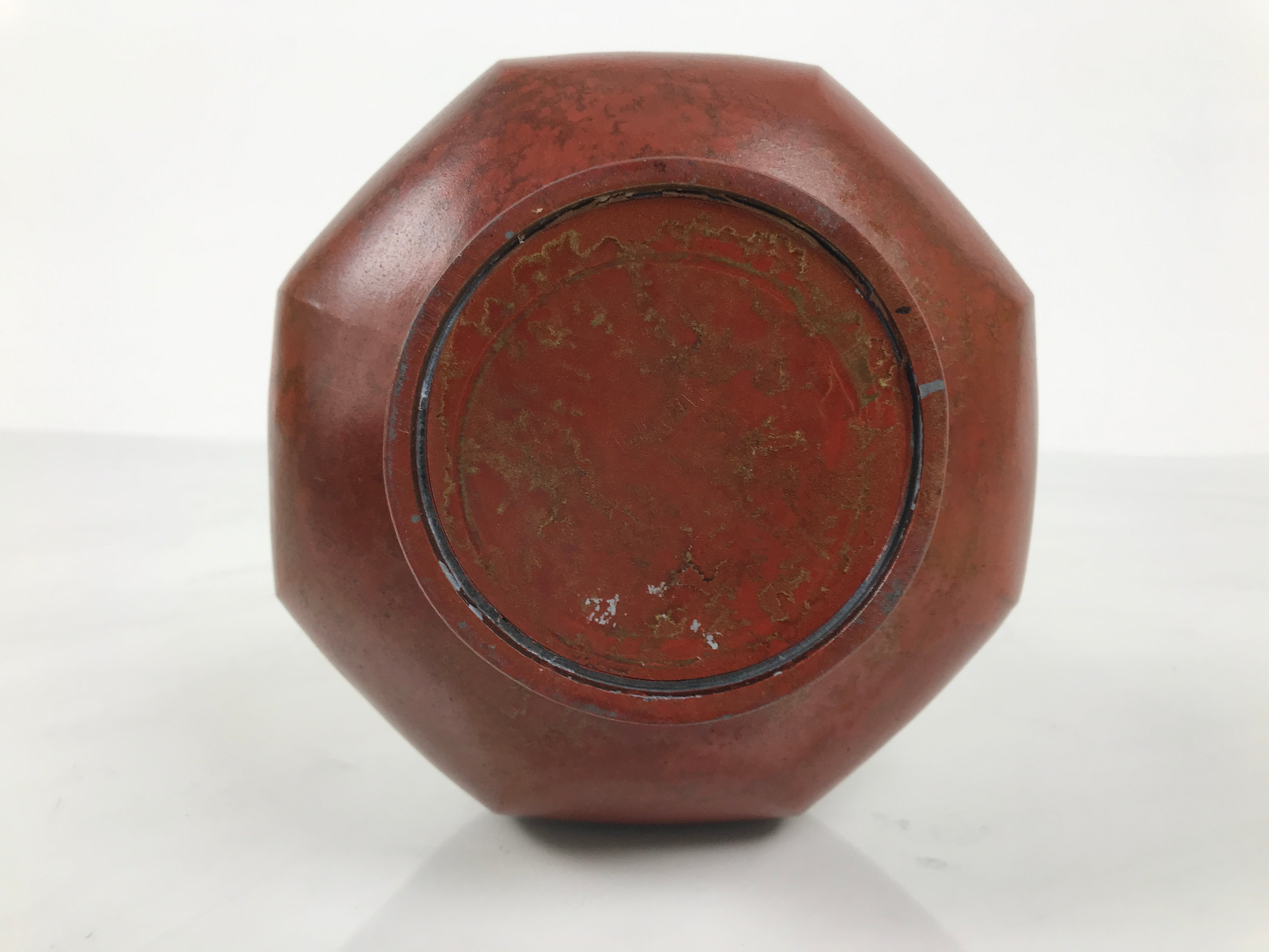 Japanese Metal Flower Vase Vtg Ikebana Kabin Brown Shishi Lion Handle FK228