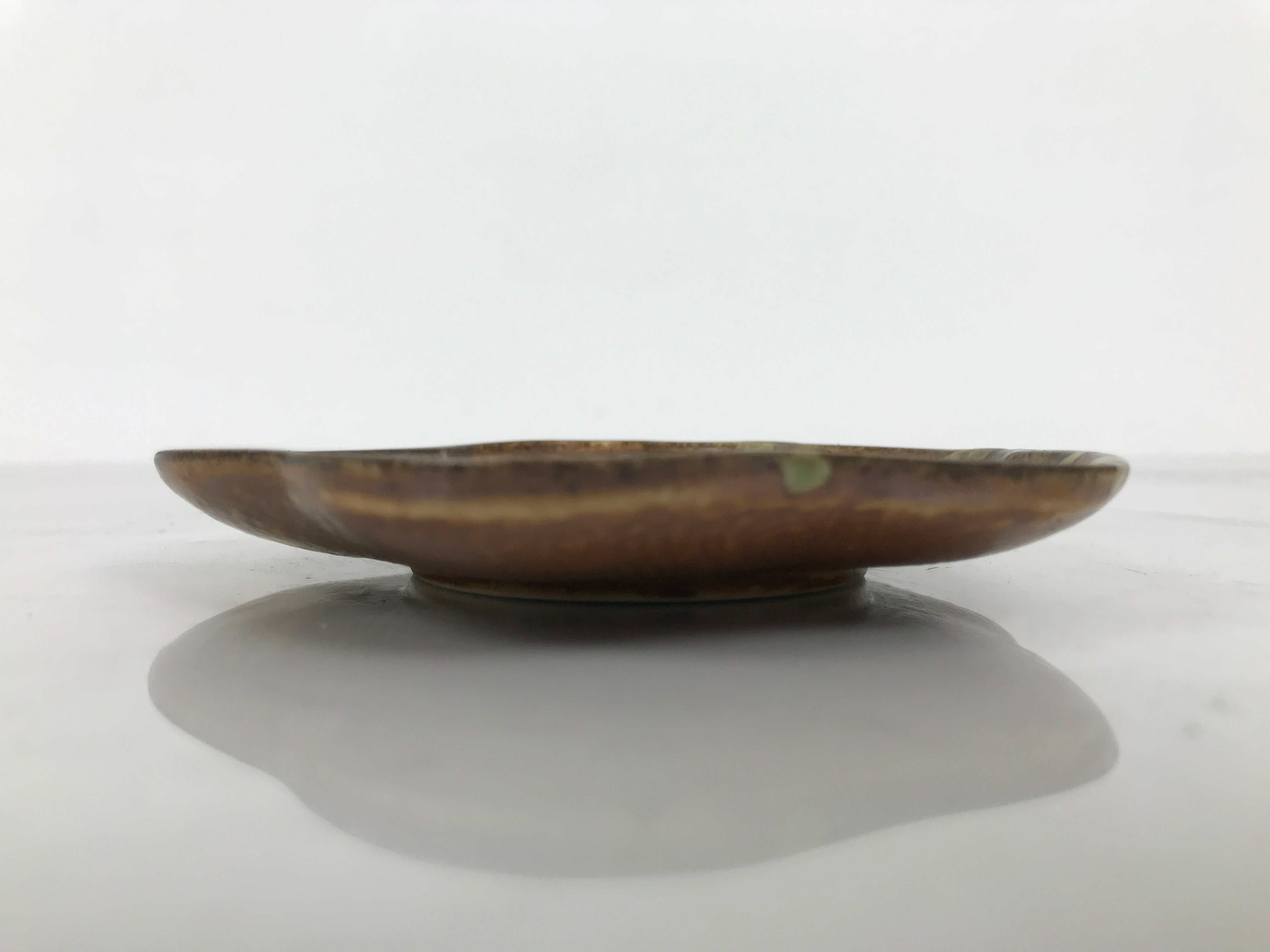 Japanese Oribe Ceramic Small Plate Kozara Pottery Green Brown Plum Blossom Y570