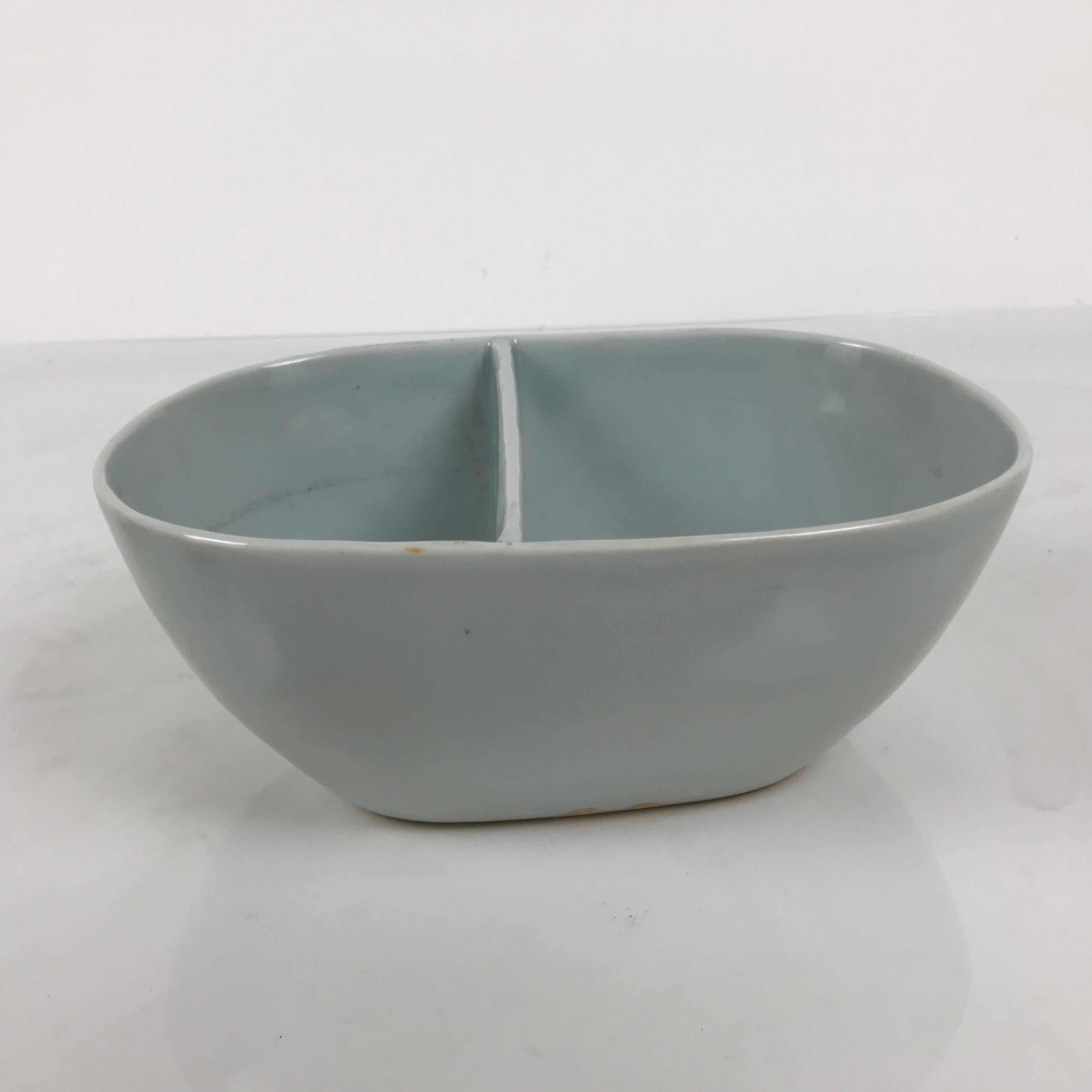 Japanese Porcelain Celadon Serving Bowl Vtg Two Section Seiji Green Hachi Y574