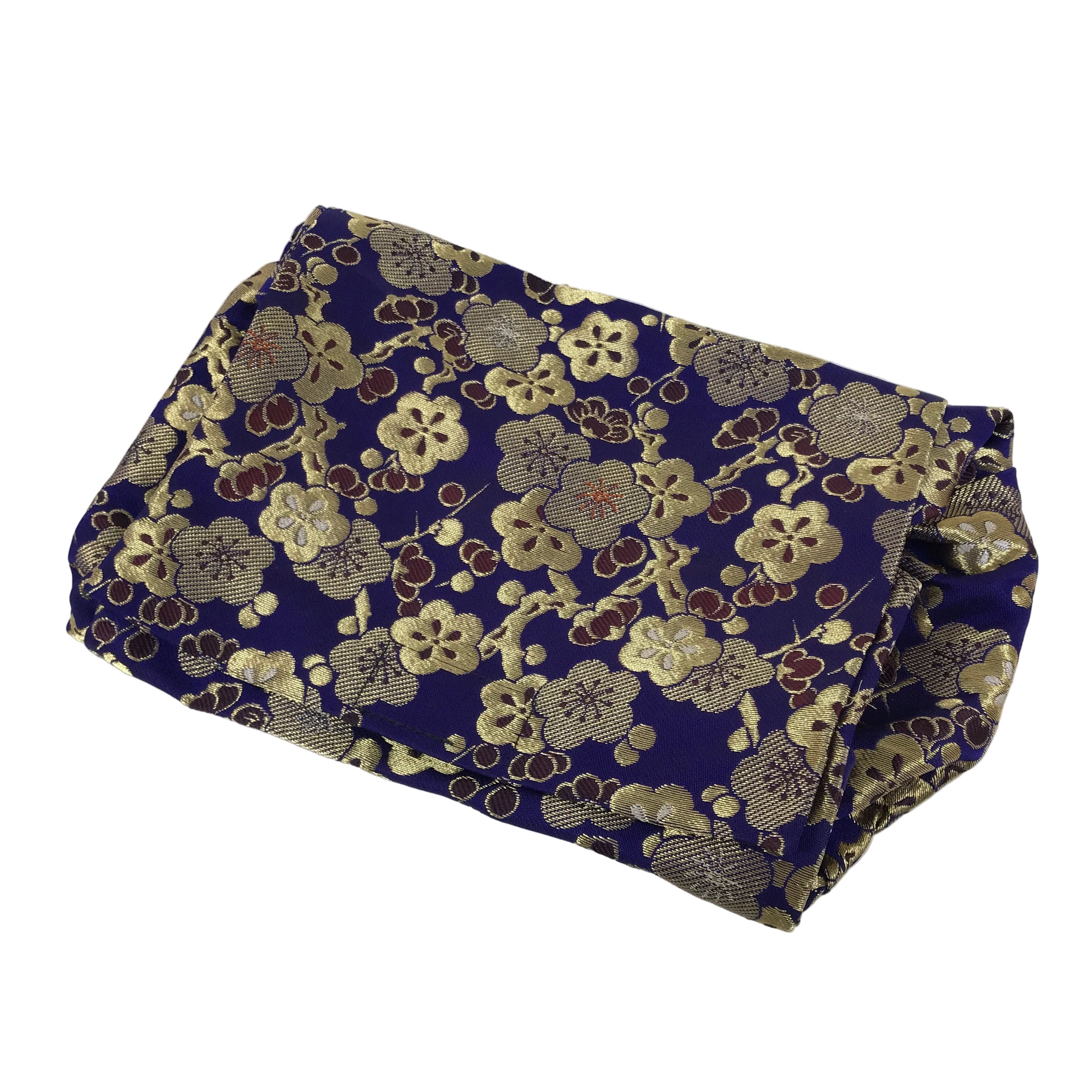 Japanese Soto Zen Baika-ryu Ritual Fabric Bag Vtg Plum Blossom Purple Gold BA885