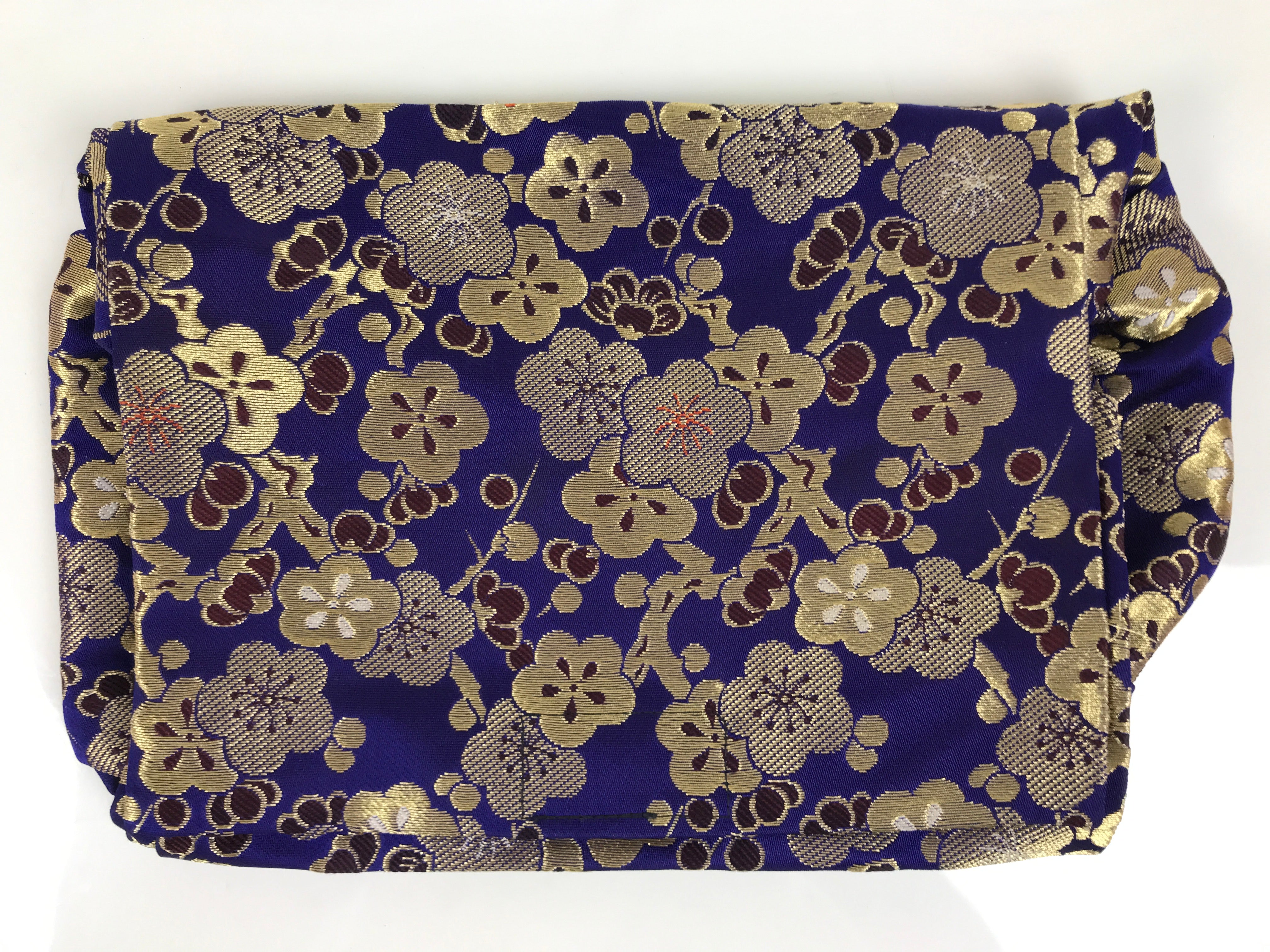 Japanese Soto Zen Baika-ryu Ritual Fabric Bag Vtg Plum Blossom Purple Gold BA885