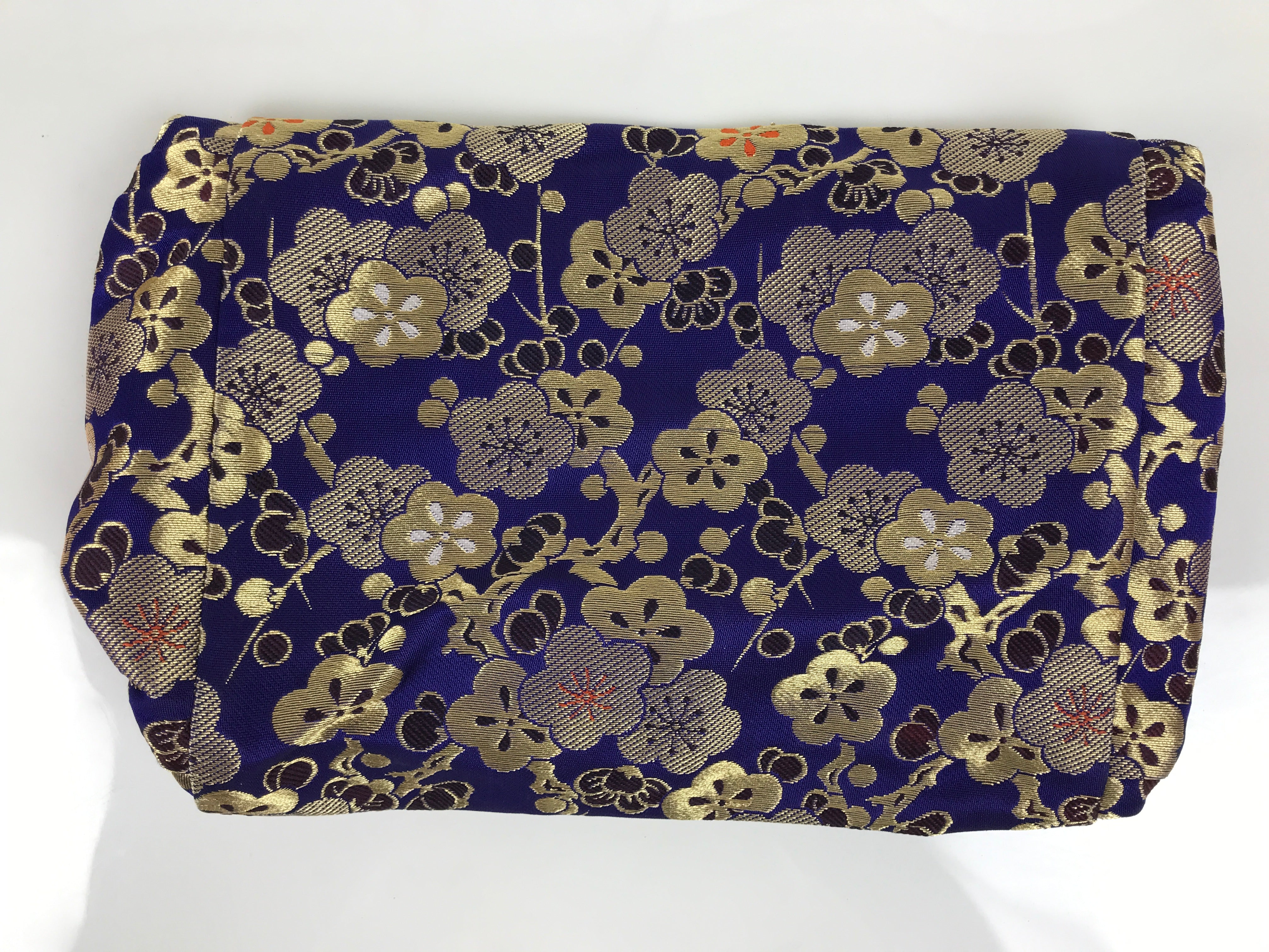 Japanese Soto Zen Baika-ryu Ritual Fabric Bag Vtg Plum Blossom Purple Gold BA885