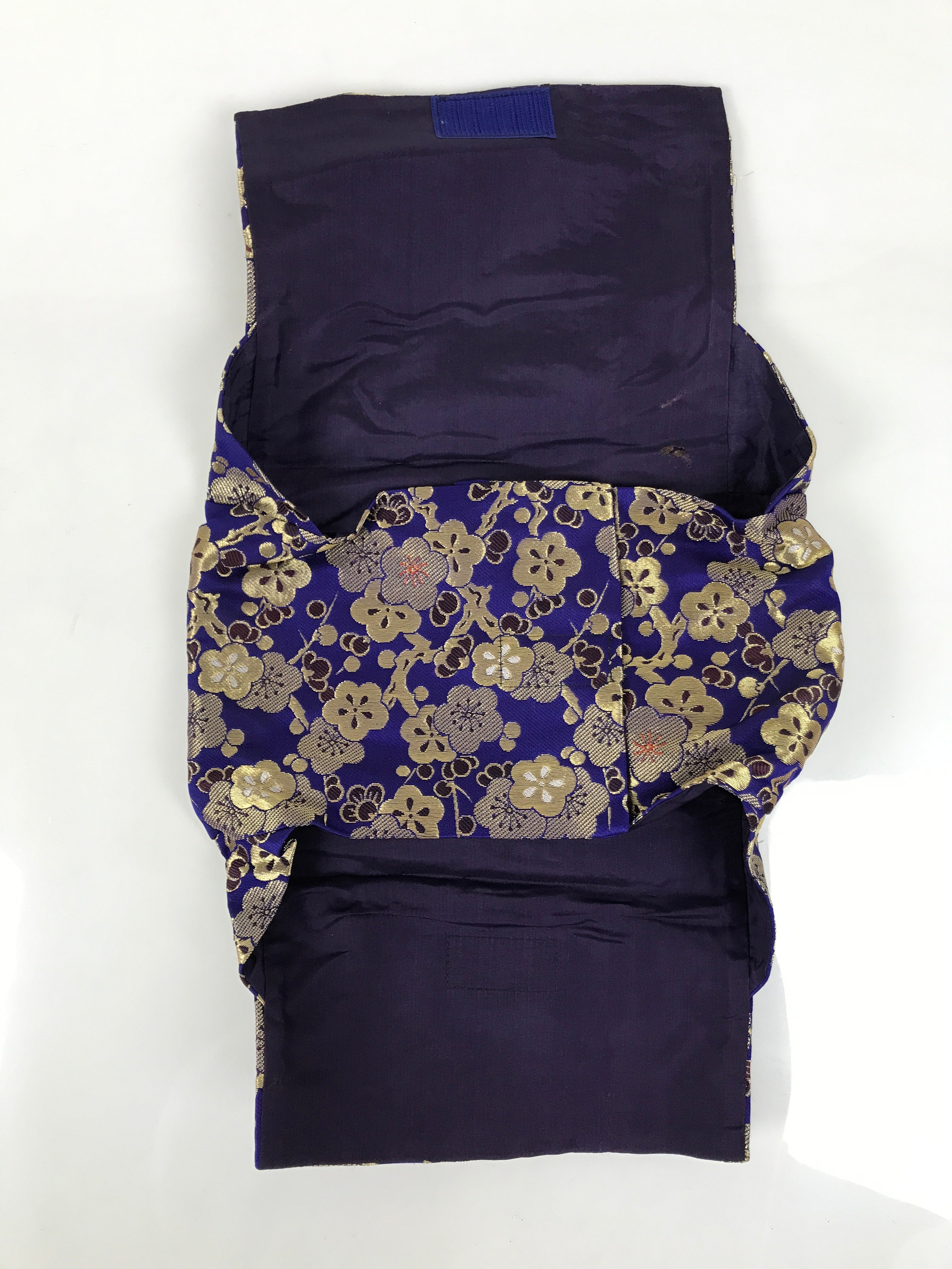 Japanese Soto Zen Baika-ryu Ritual Fabric Bag Vtg Plum Blossom Purple Gold BA885